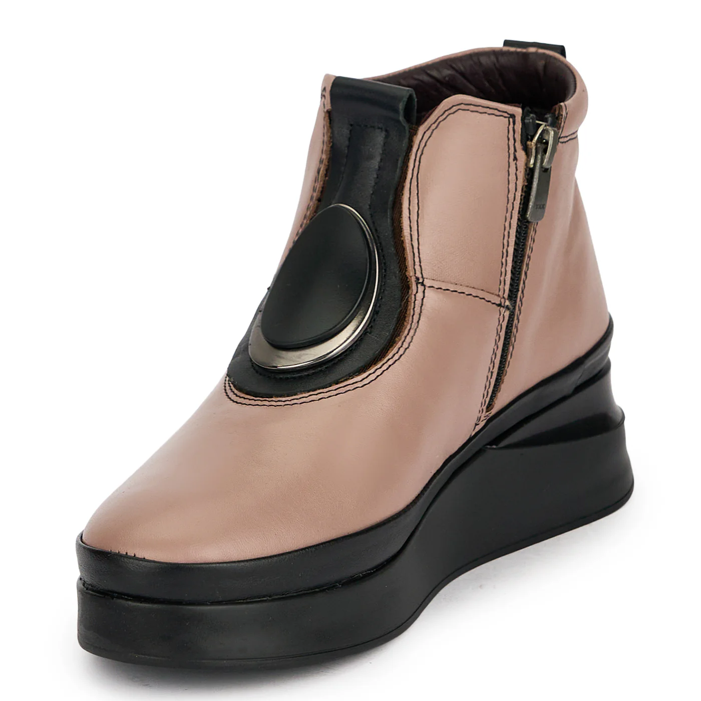 Botine dama din piele naturala bej taupe 19116 - Image 3