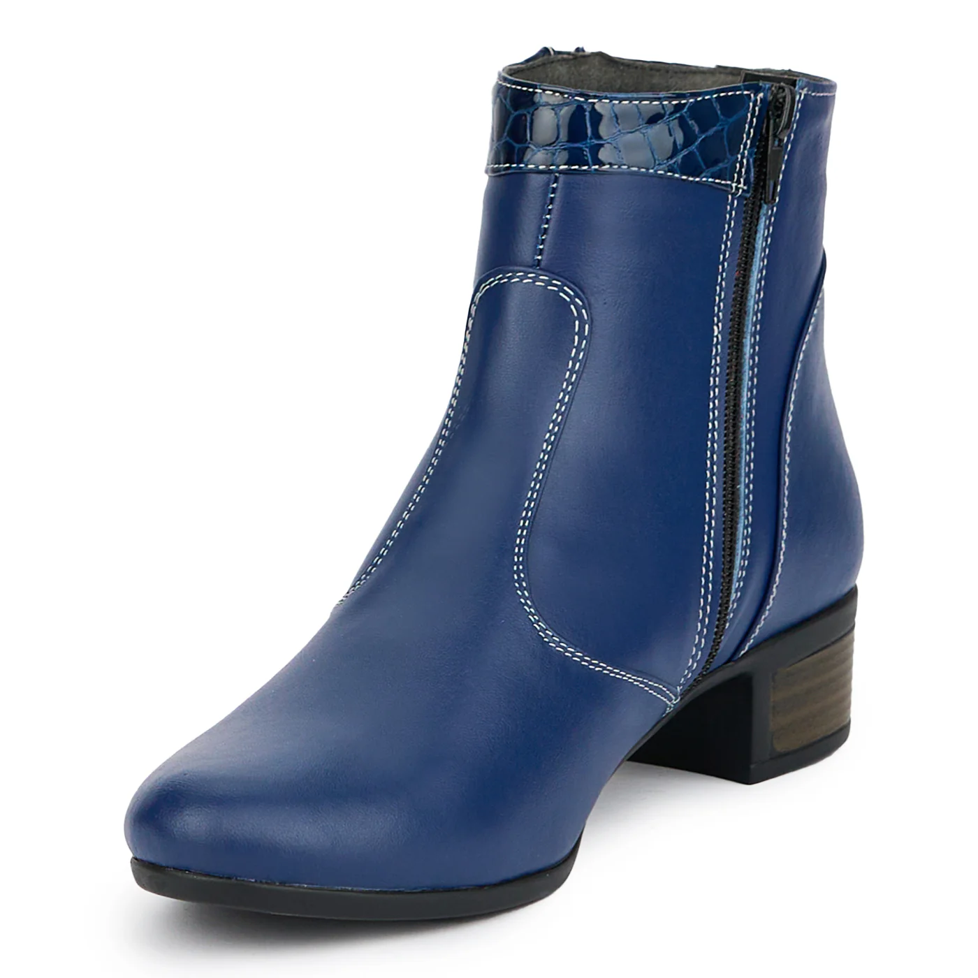 Ghete dama din piele naturala bleumarin 15201 - Image 3