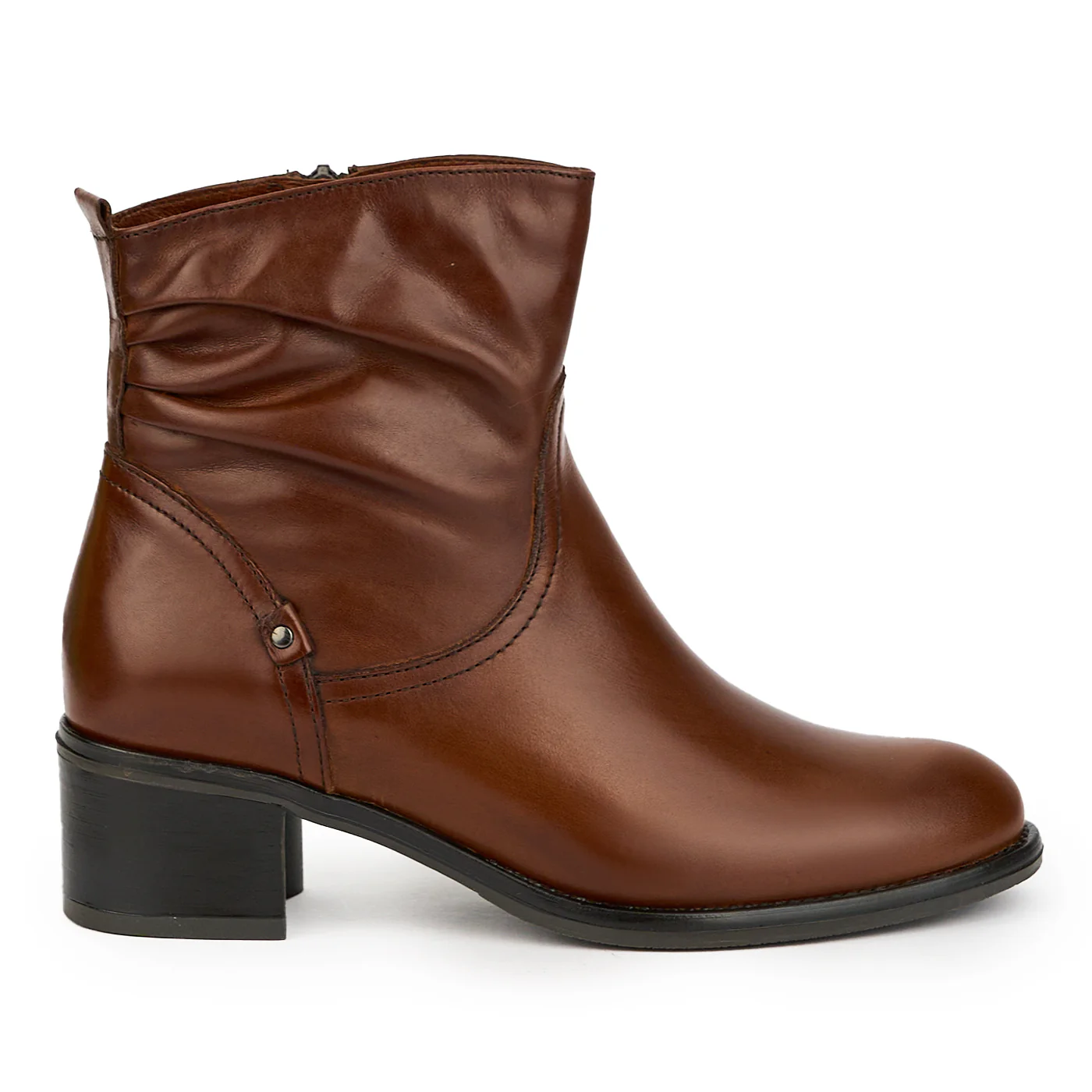 Ghete dama din piele naturala maro toc 5 cm 14932