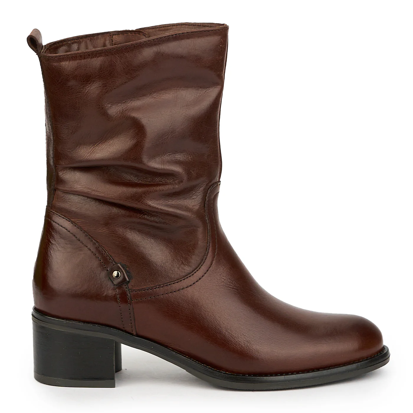 Ghete dama din piele naturala maro toc 5 cm 14933