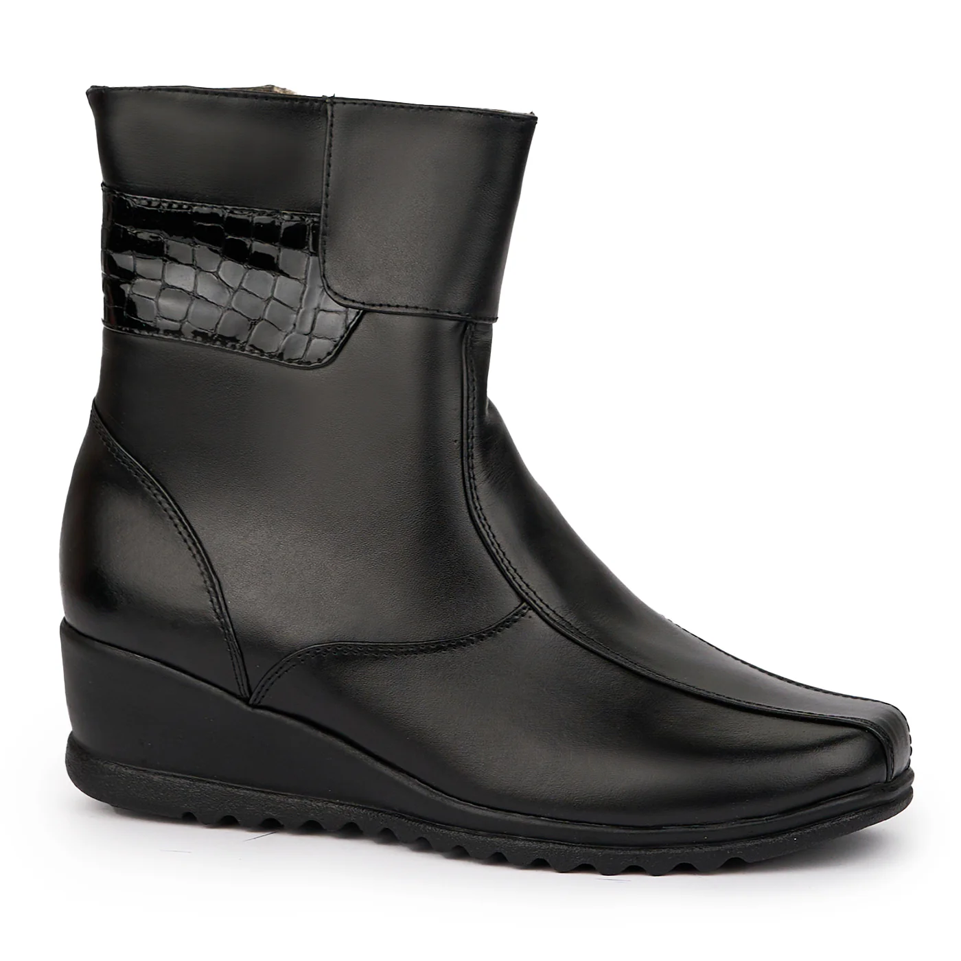 Ghete dama din piele naturala neagra 14294