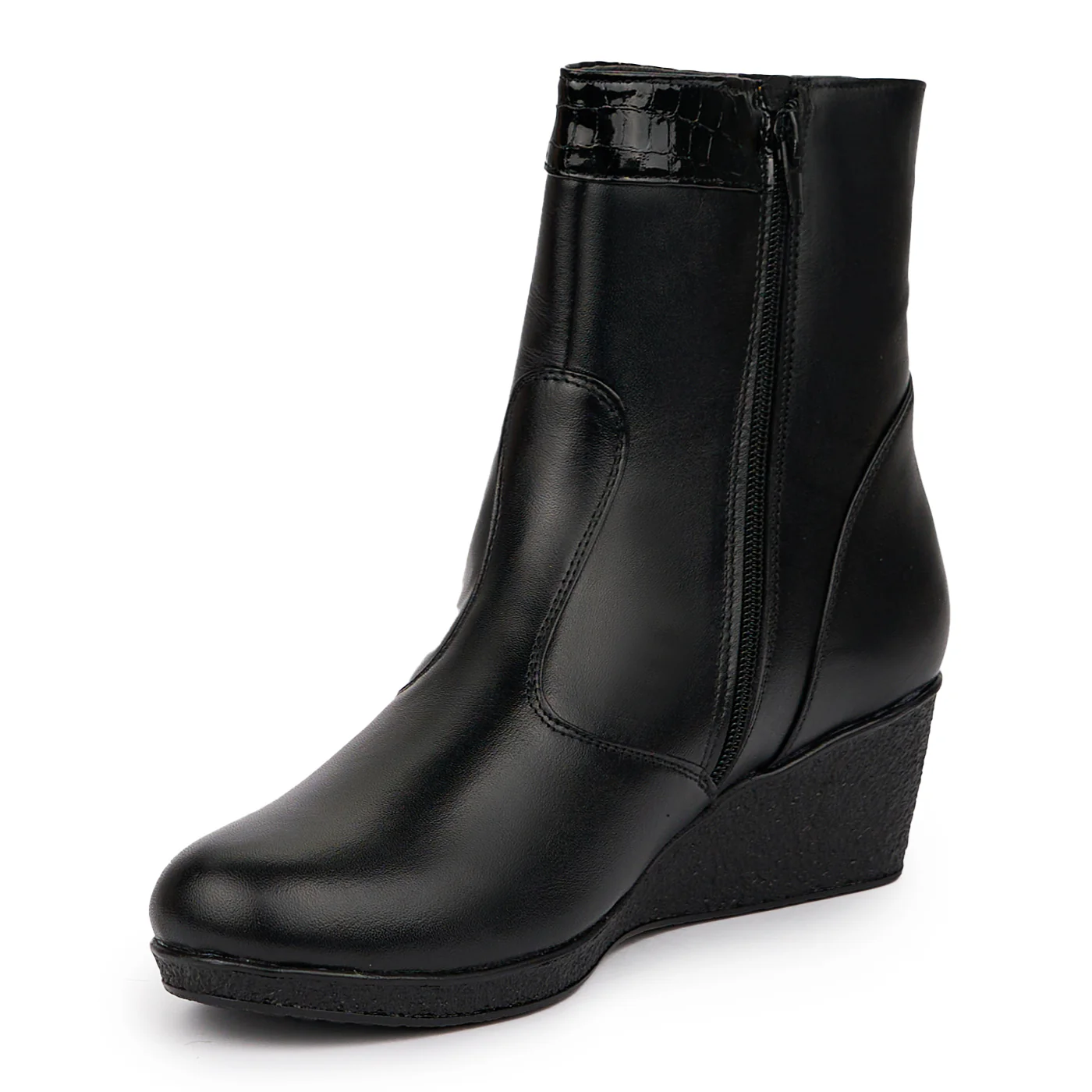Ghete dama din piele naturala neagra 14295 - Image 3