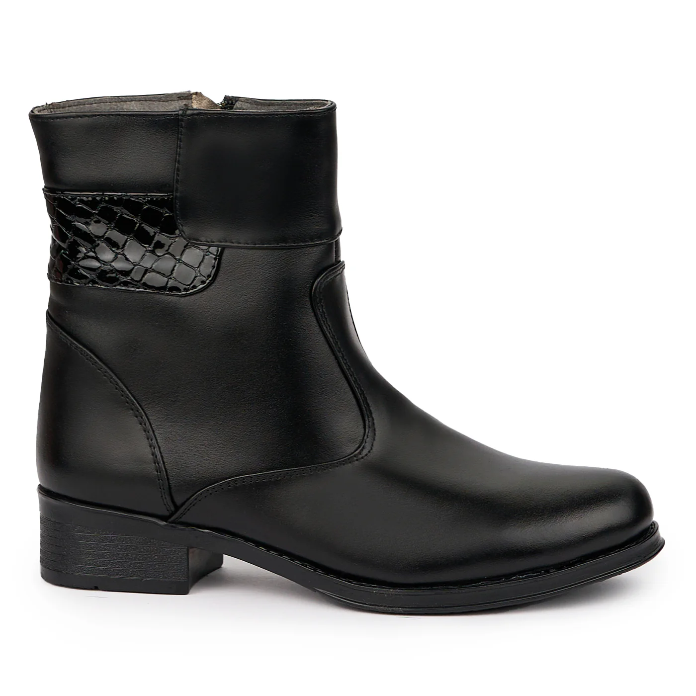 Ghete dama din piele naturala neagra 14301