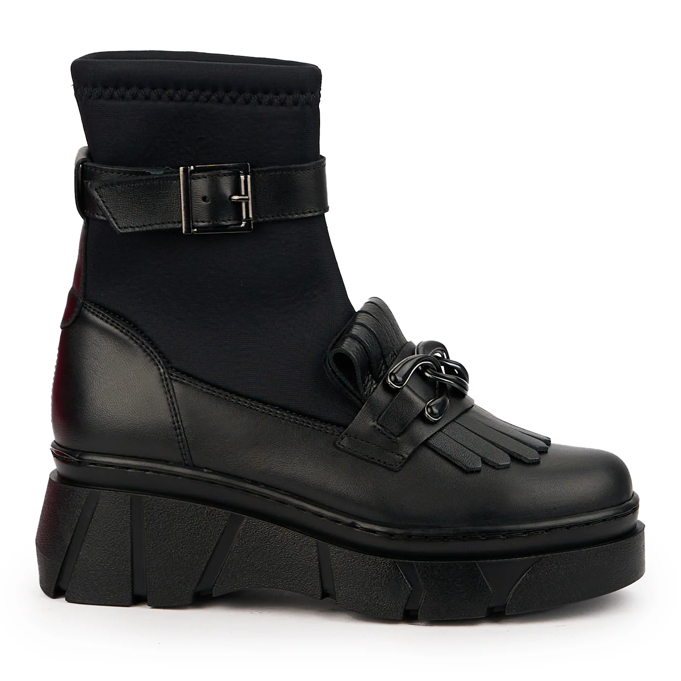 Ghete dama din piele naturala neagra 14600