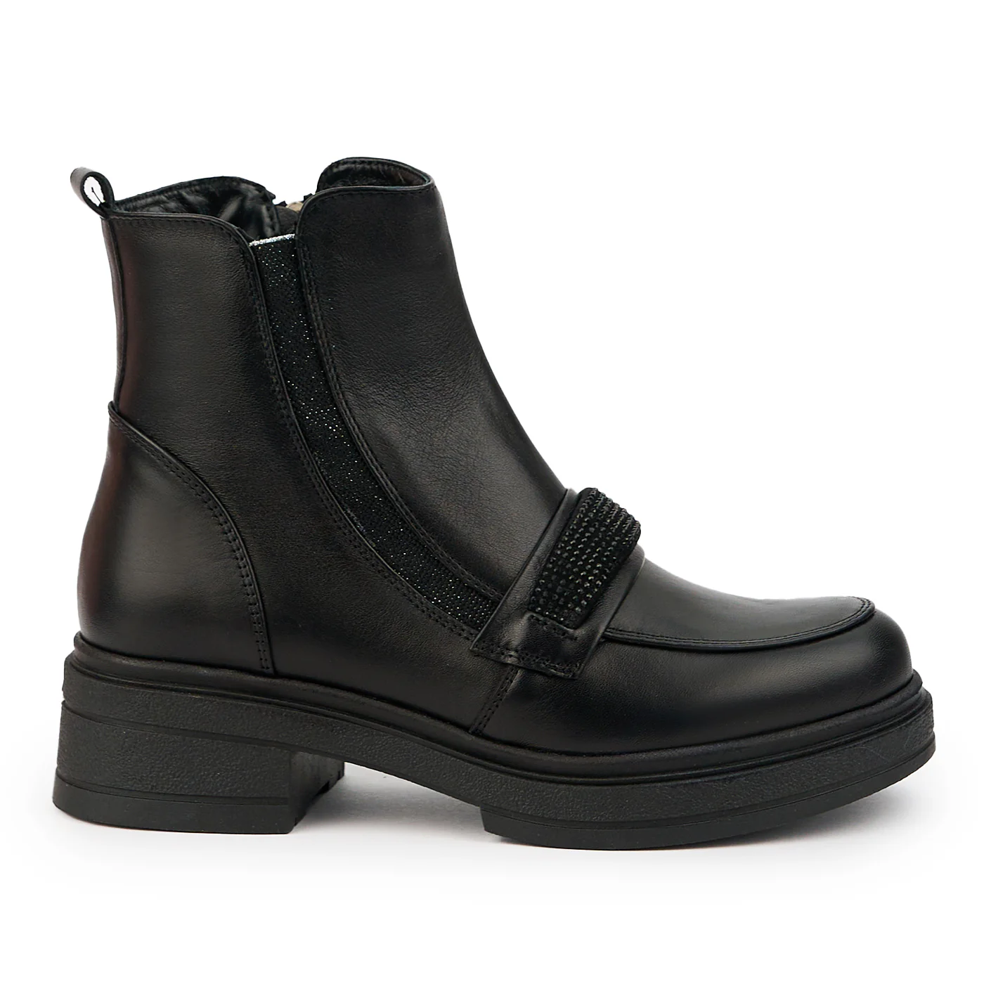 Ghete dama din piele naturala neagra 14701