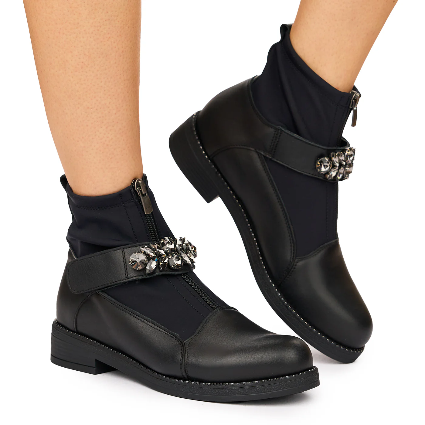 Ghete dama din piele naturala neagra 3910 - Image 2