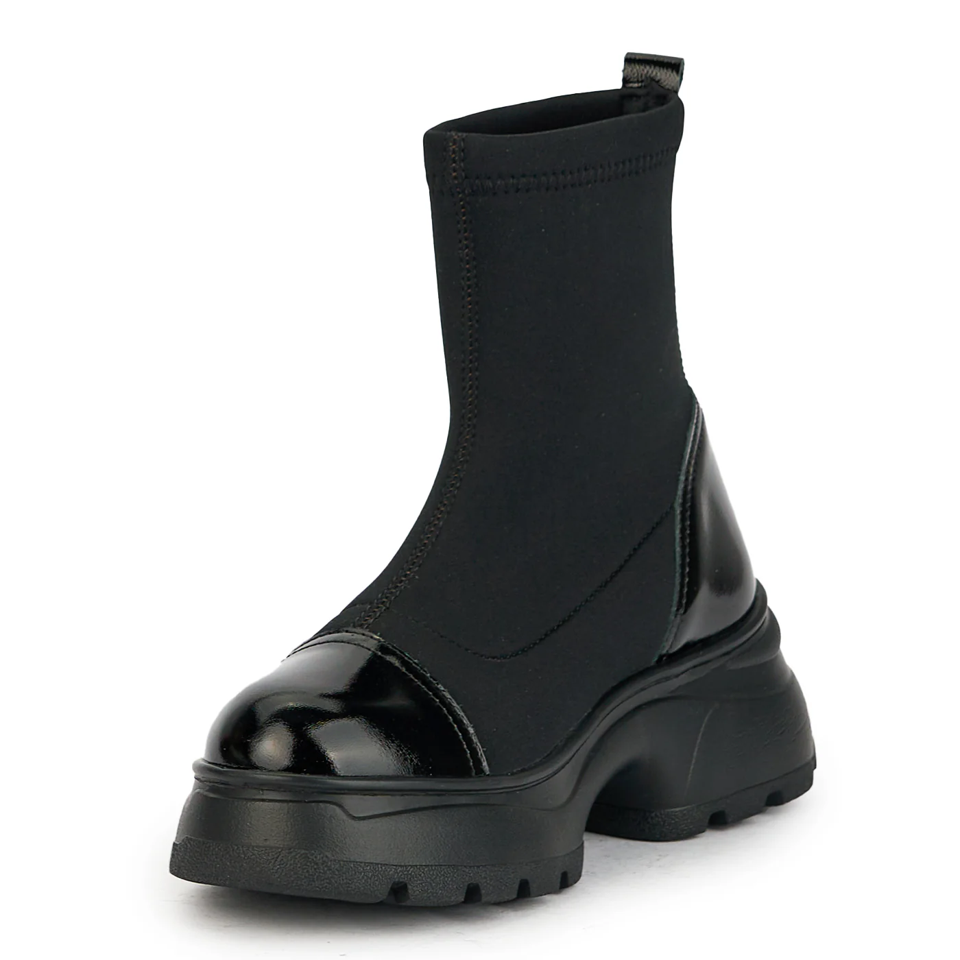 Ghete dama din piele naturala neagra cu material strech 17320 - Image 3