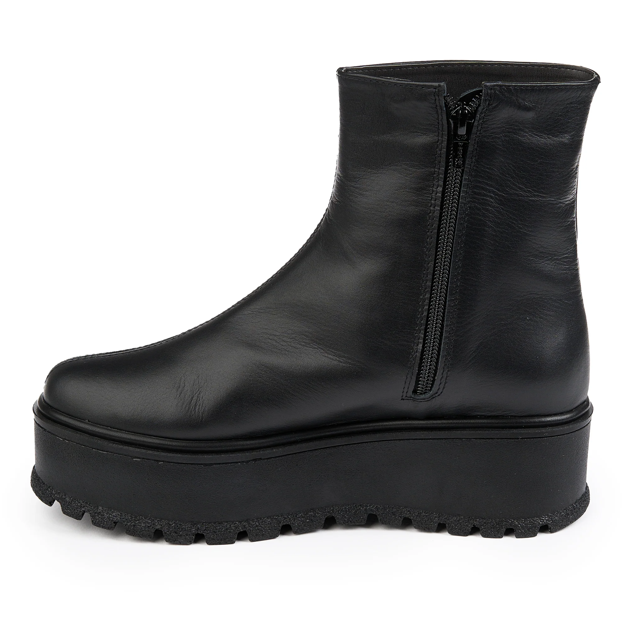 Ghete dama din piele naturala neagra cu talpa groasa 6 cm 14839 - Image 2