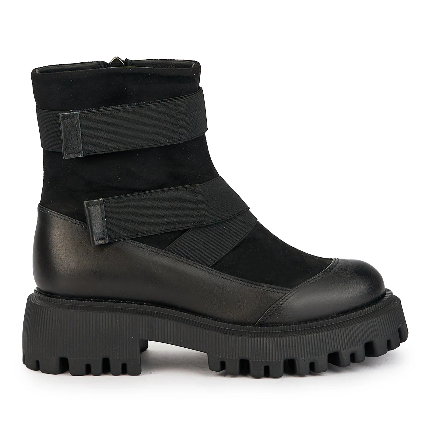 Ghete dama din piele naturala neagra cu talpa inalta 17288