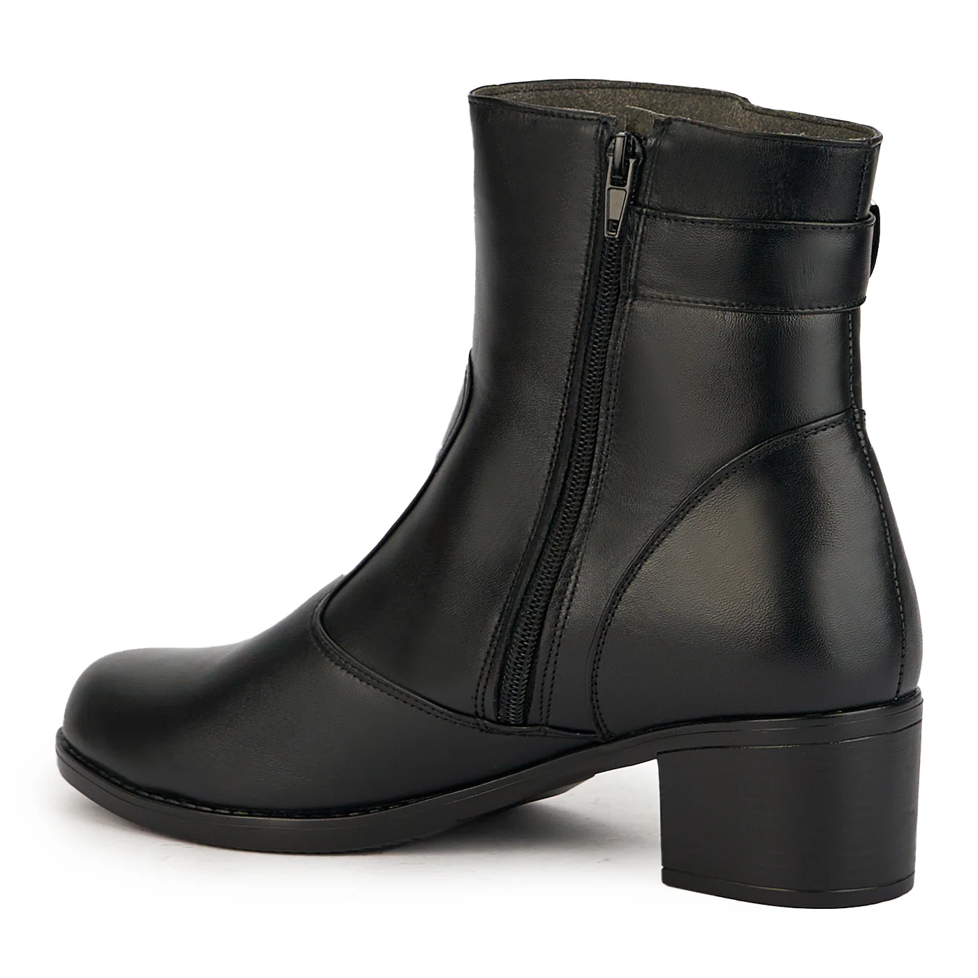 Ghete dama din piele naturala neagra cu toc 5.5 cm 17363 - Image 2