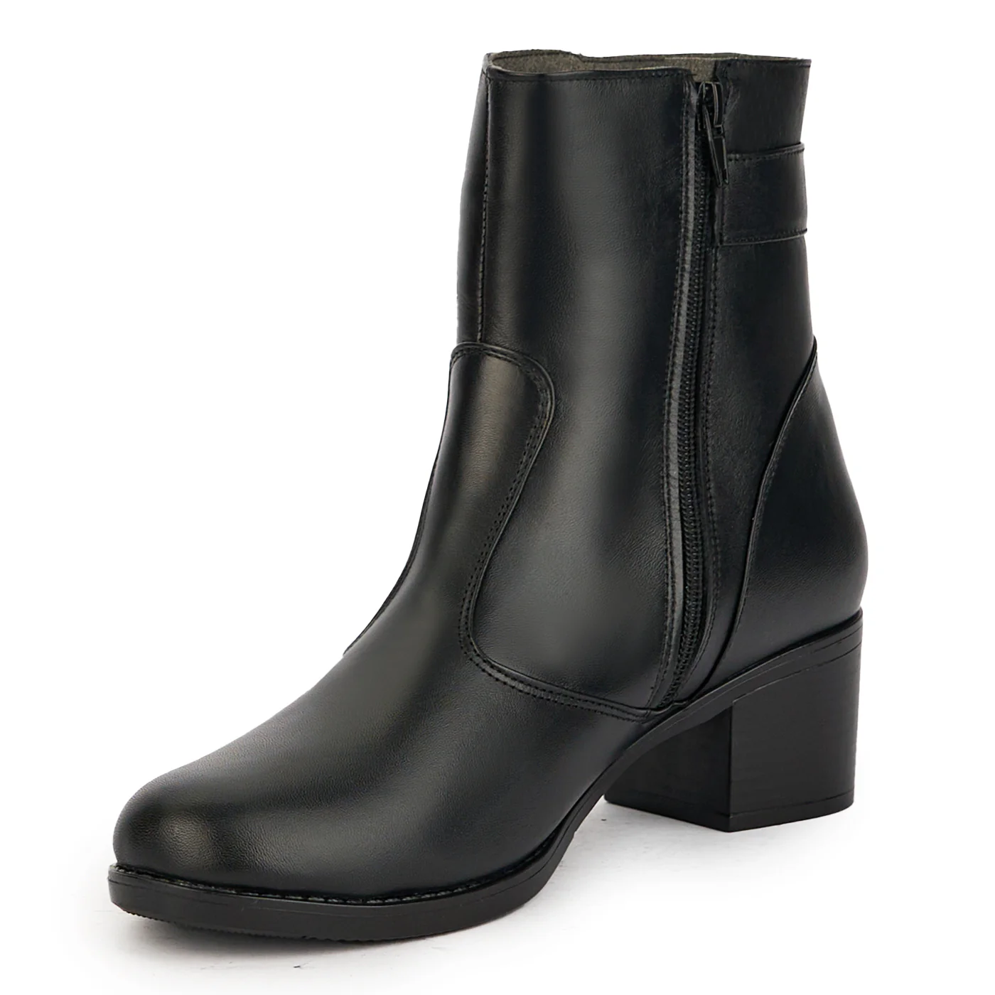 Ghete dama din piele naturala neagra cu toc 5.5 cm 17363 - Image 3