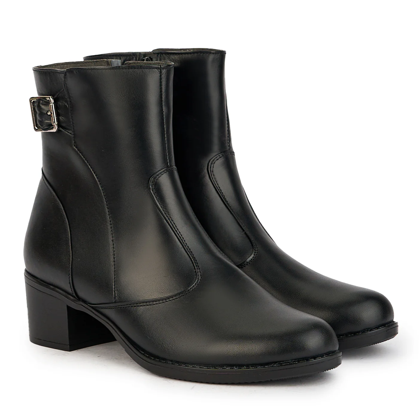 Ghete dama din piele naturala neagra cu toc 5.5 cm 17363 - Image 4