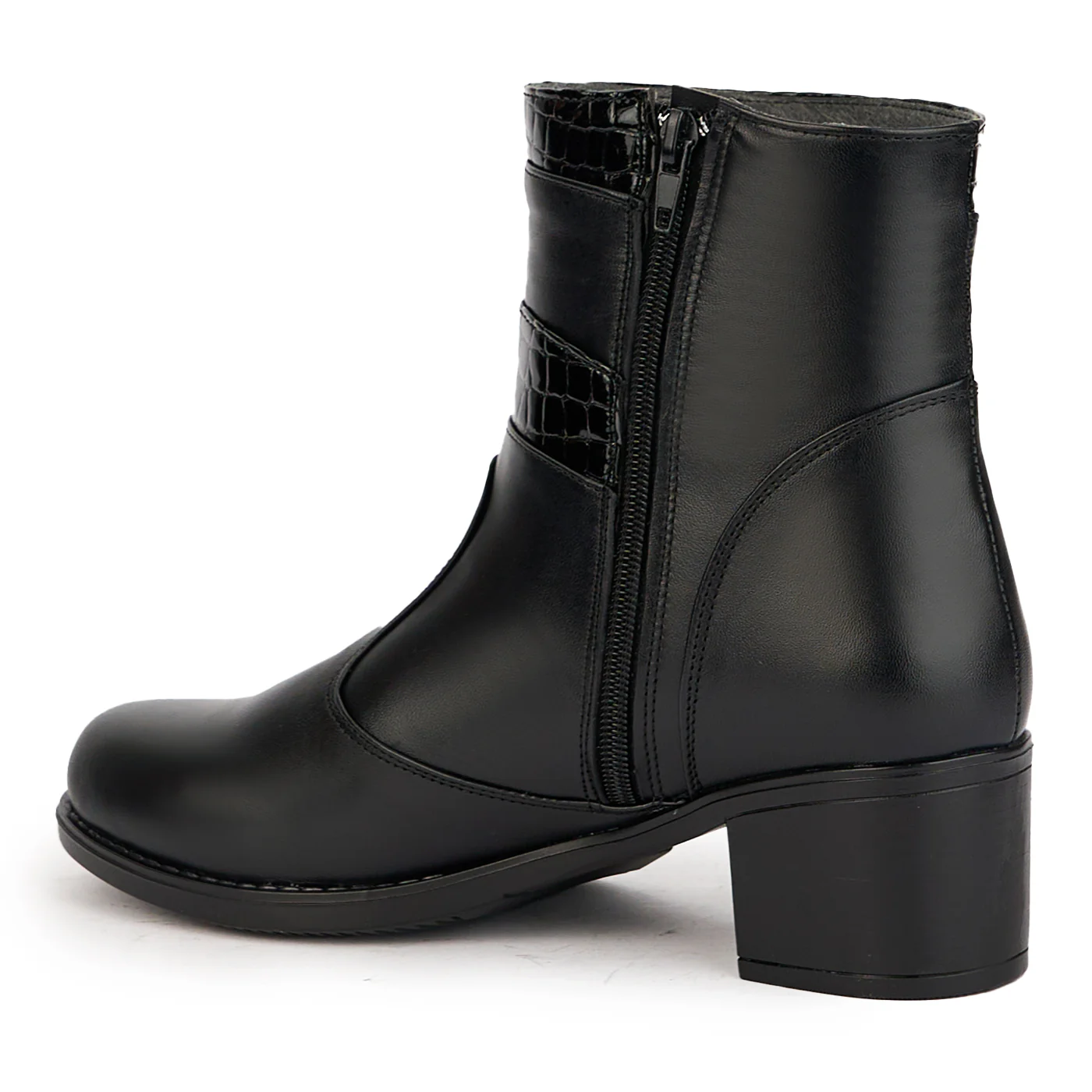 Ghete dama din piele naturala neagra cu toc 5 cm 17280 - Image 2