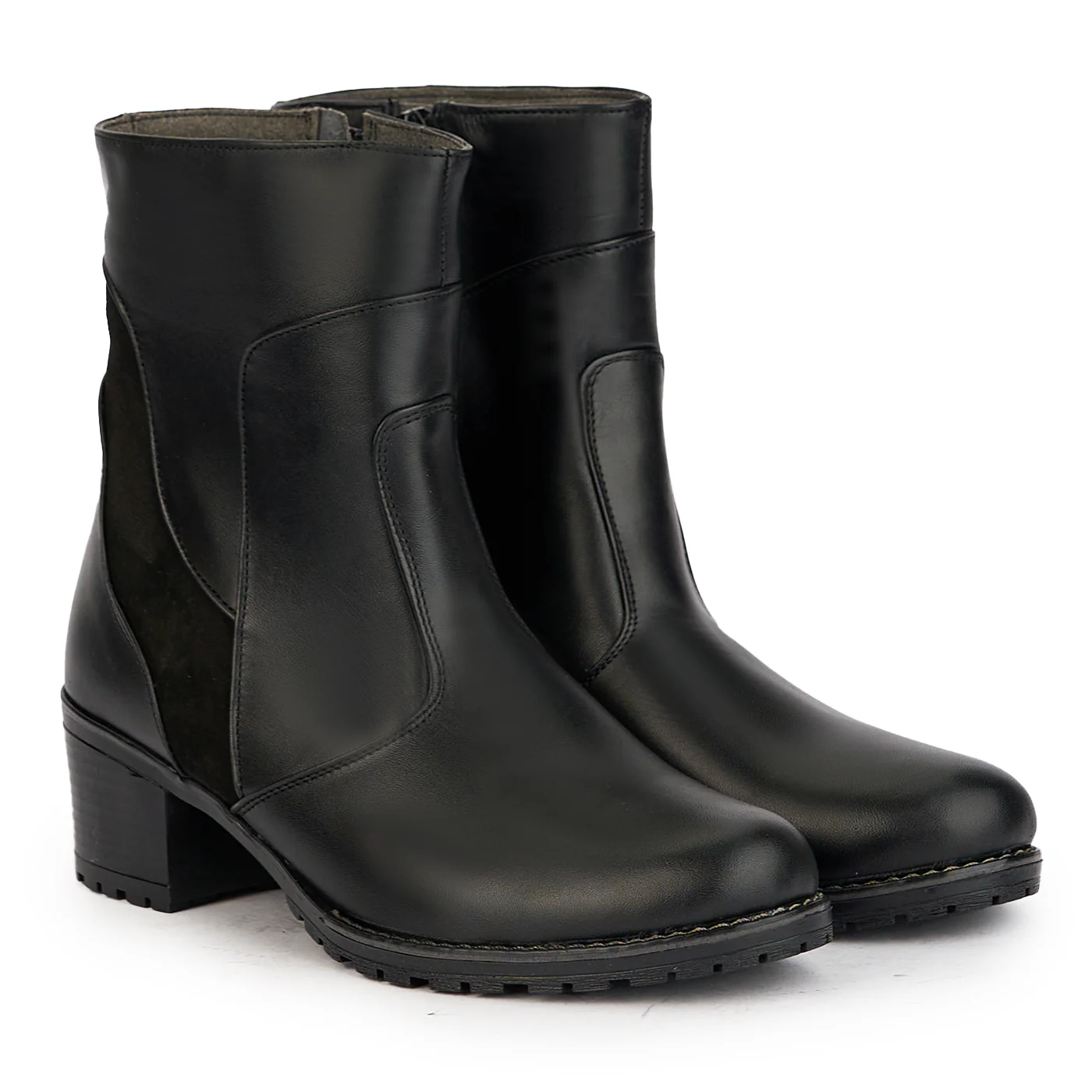 Ghete dama din piele naturala neagra cu toc 5 cm 17281 - Image 4