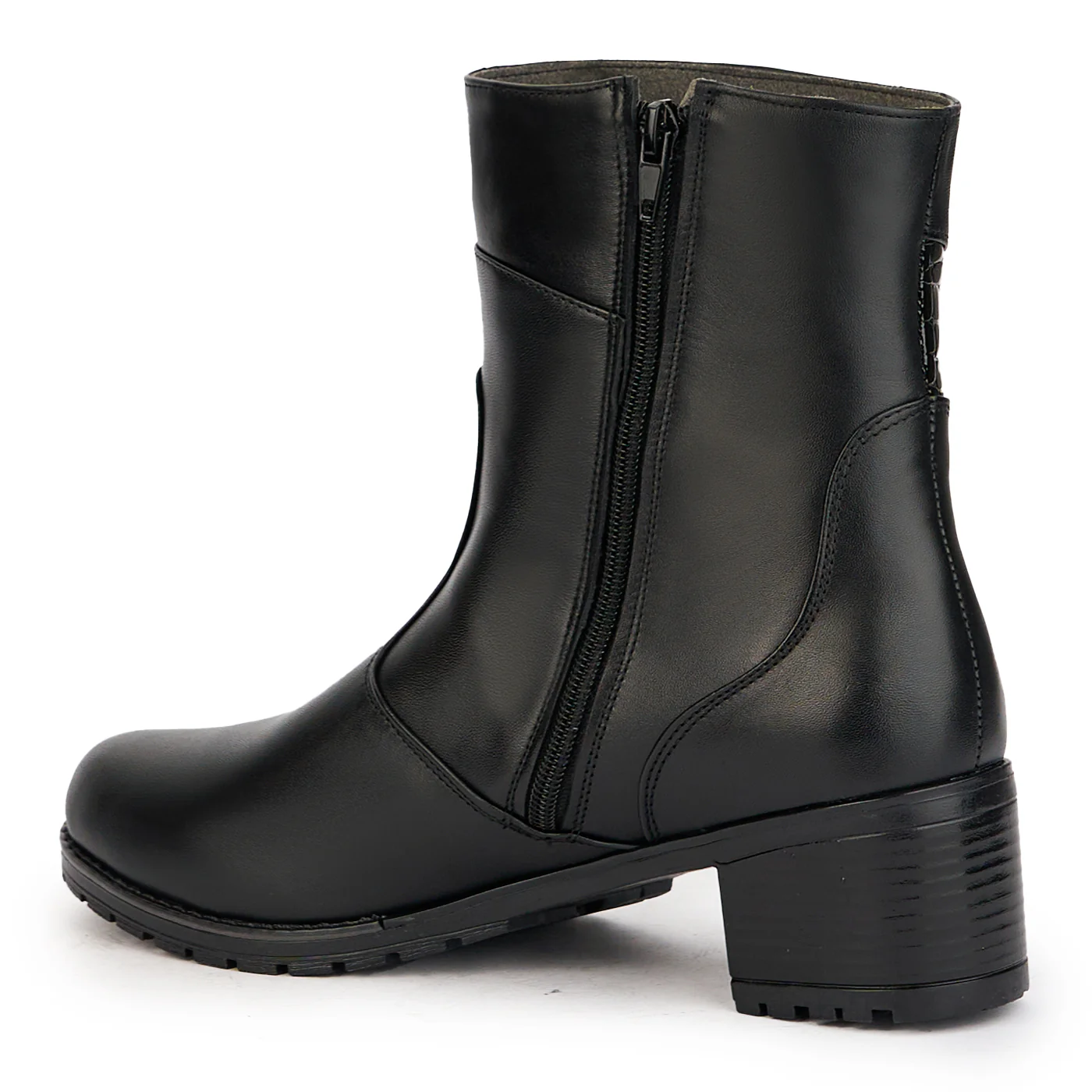 Ghete dama din piele naturala neagra cu toc 5 cm 17282 - Image 2