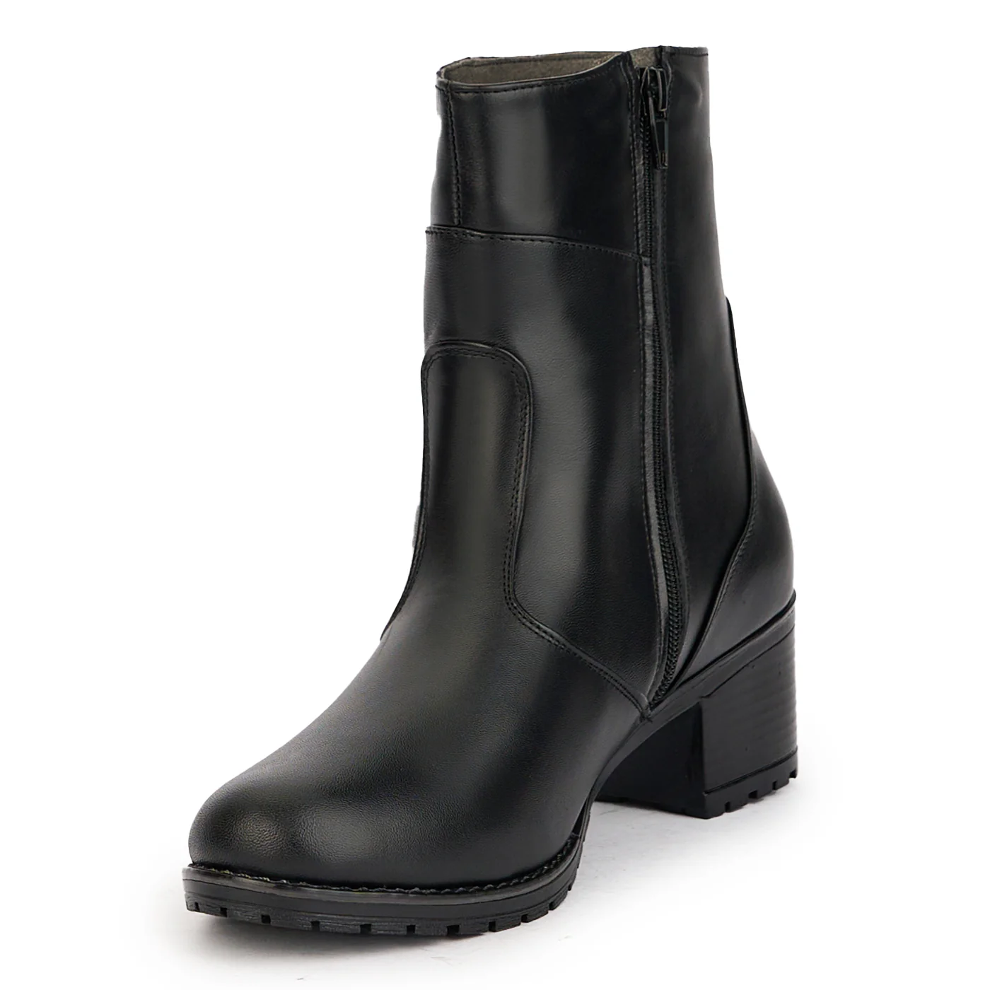 Ghete dama din piele naturala neagra cu toc 5 cm 17282 - Image 3