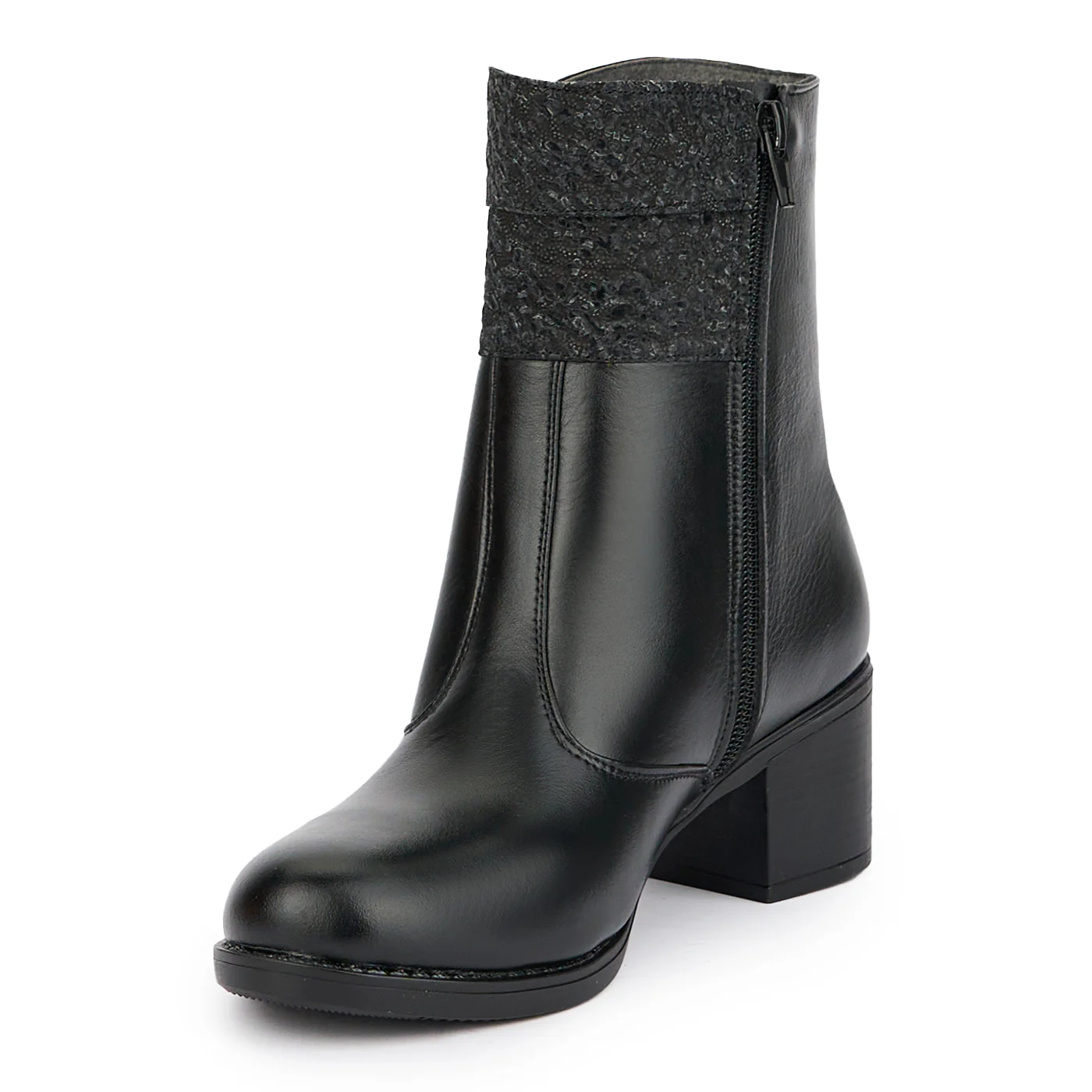Ghete dama din piele naturala neagra toc 5.5 cm 15162 - Image 3