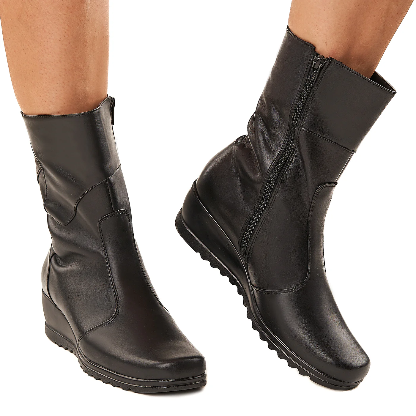 Ghete dama din piele naturala negre 3362 - Image 2