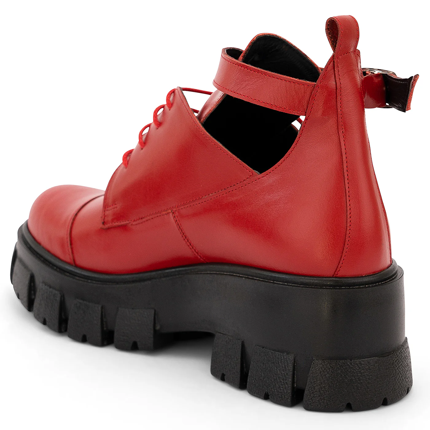 Ghete dama din piele naturala rosie 14171 - Image 2
