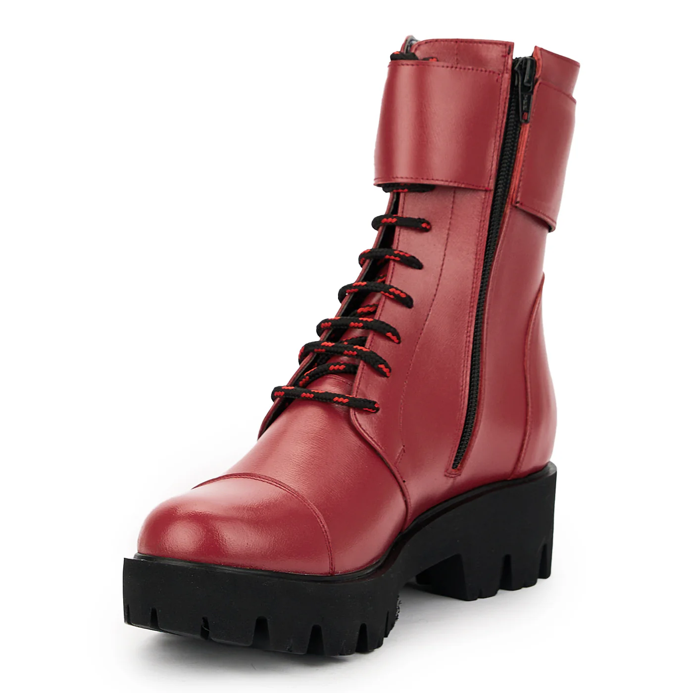 Ghete dama din piele naturala rosie 14898 - Image 3