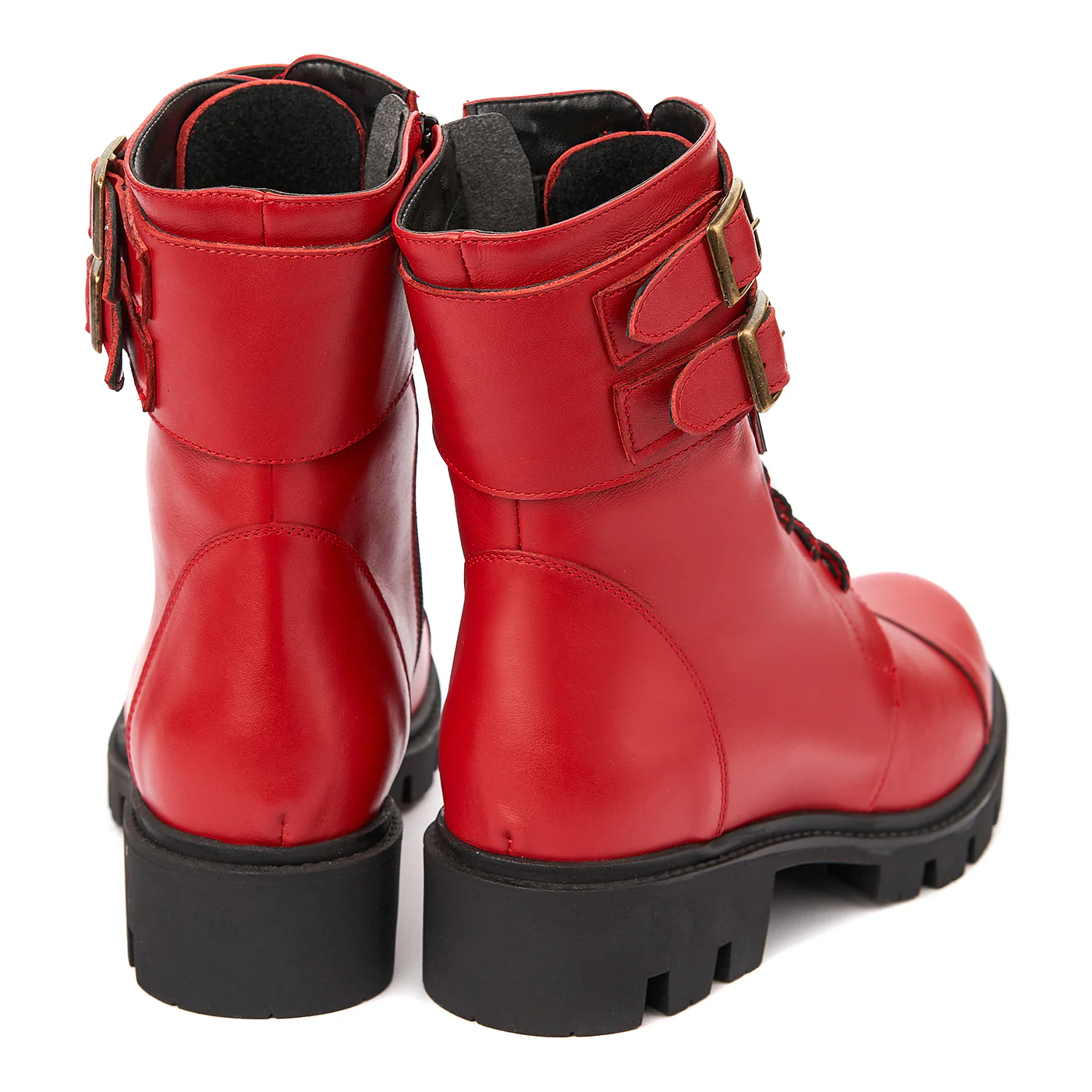 Ghete dama din piele naturala rosie 3739 - Image 3