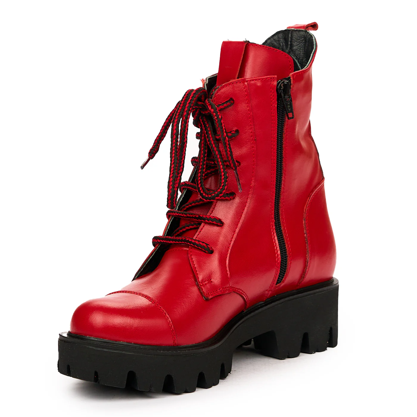 Ghete dama din piele naturala rosie 8368 - Image 3