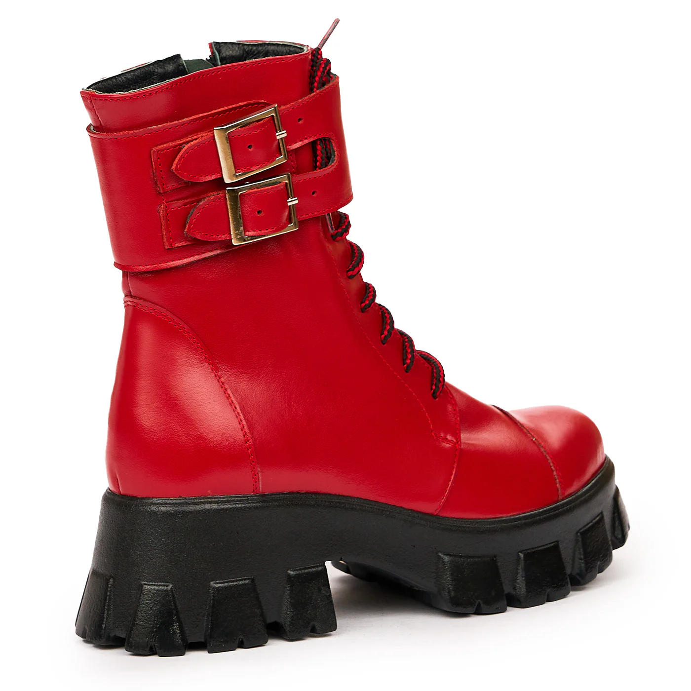 Ghete dama din piele naturala rosie 8370 - Image 2