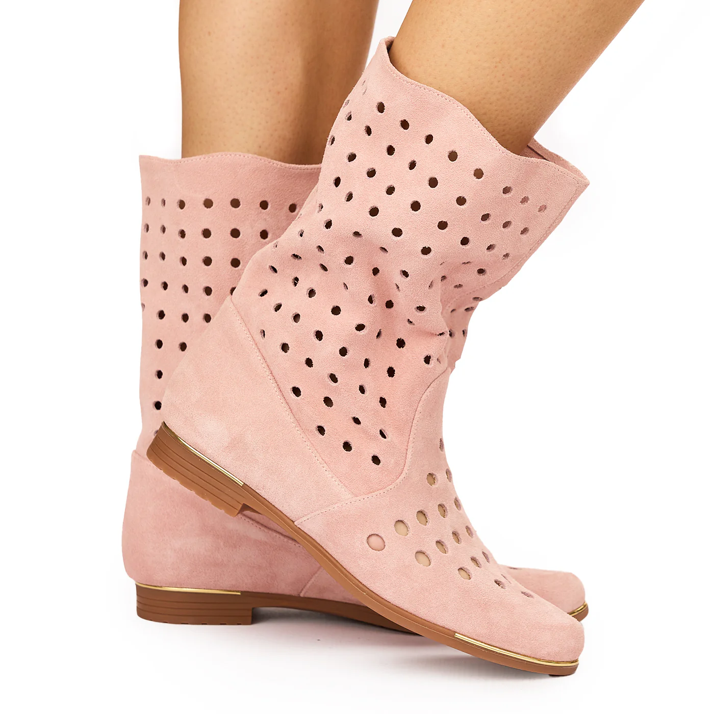 Ghete dama din piele naturala roz 3920