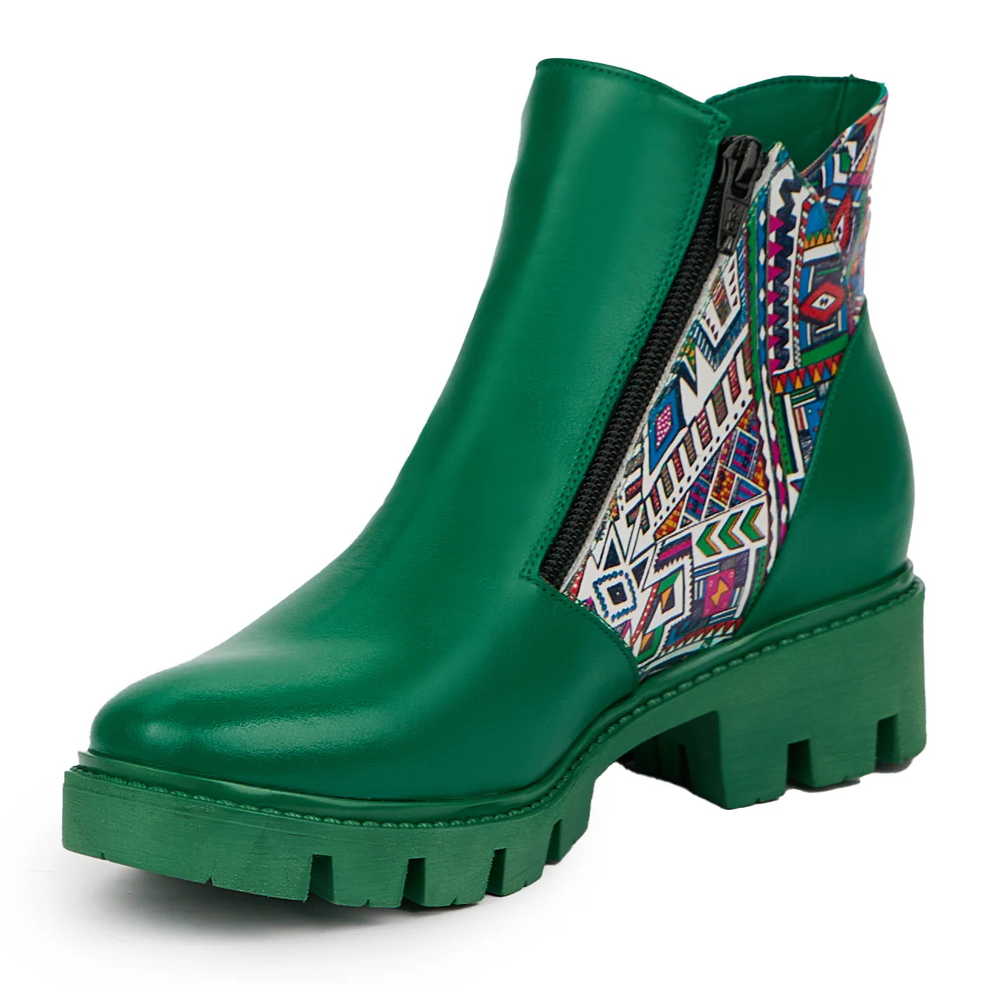 Ghete dama din piele naturala verde 14332 - Image 3
