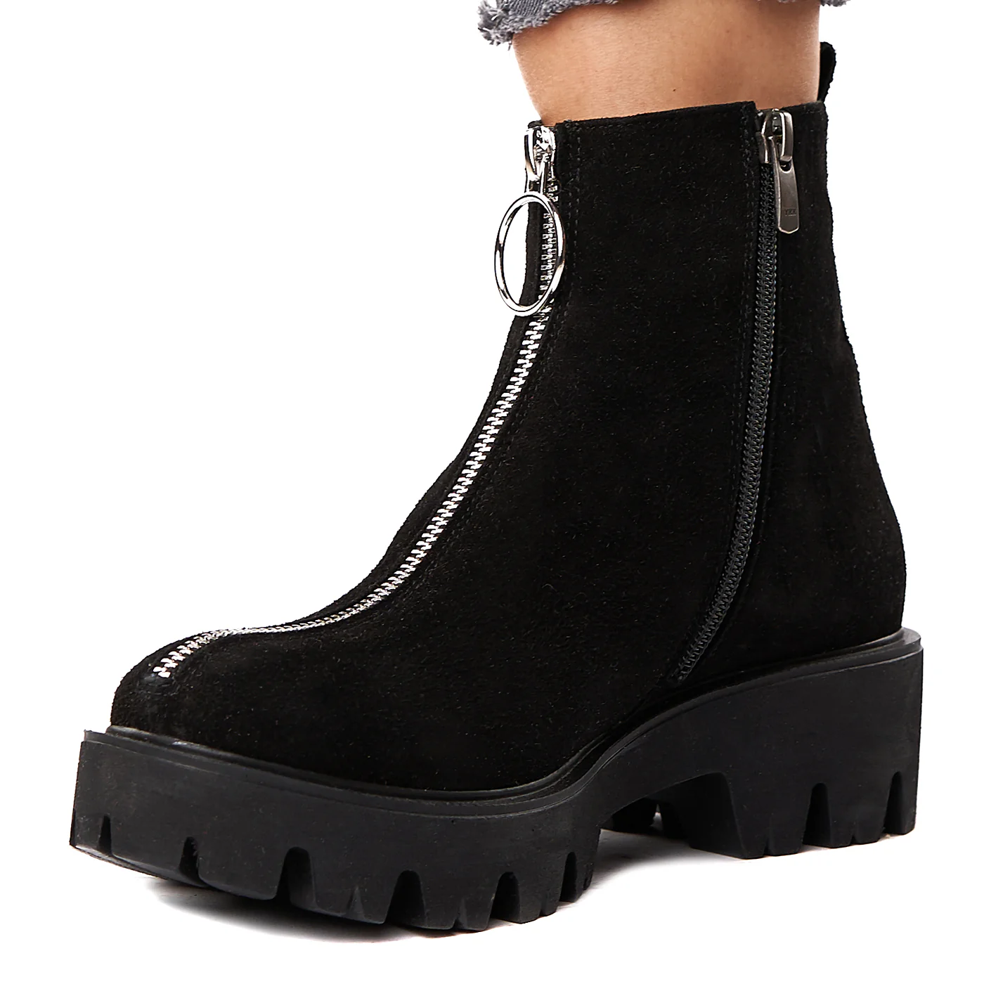 Ghete dama negre din piele naturala 3561 - Image 3