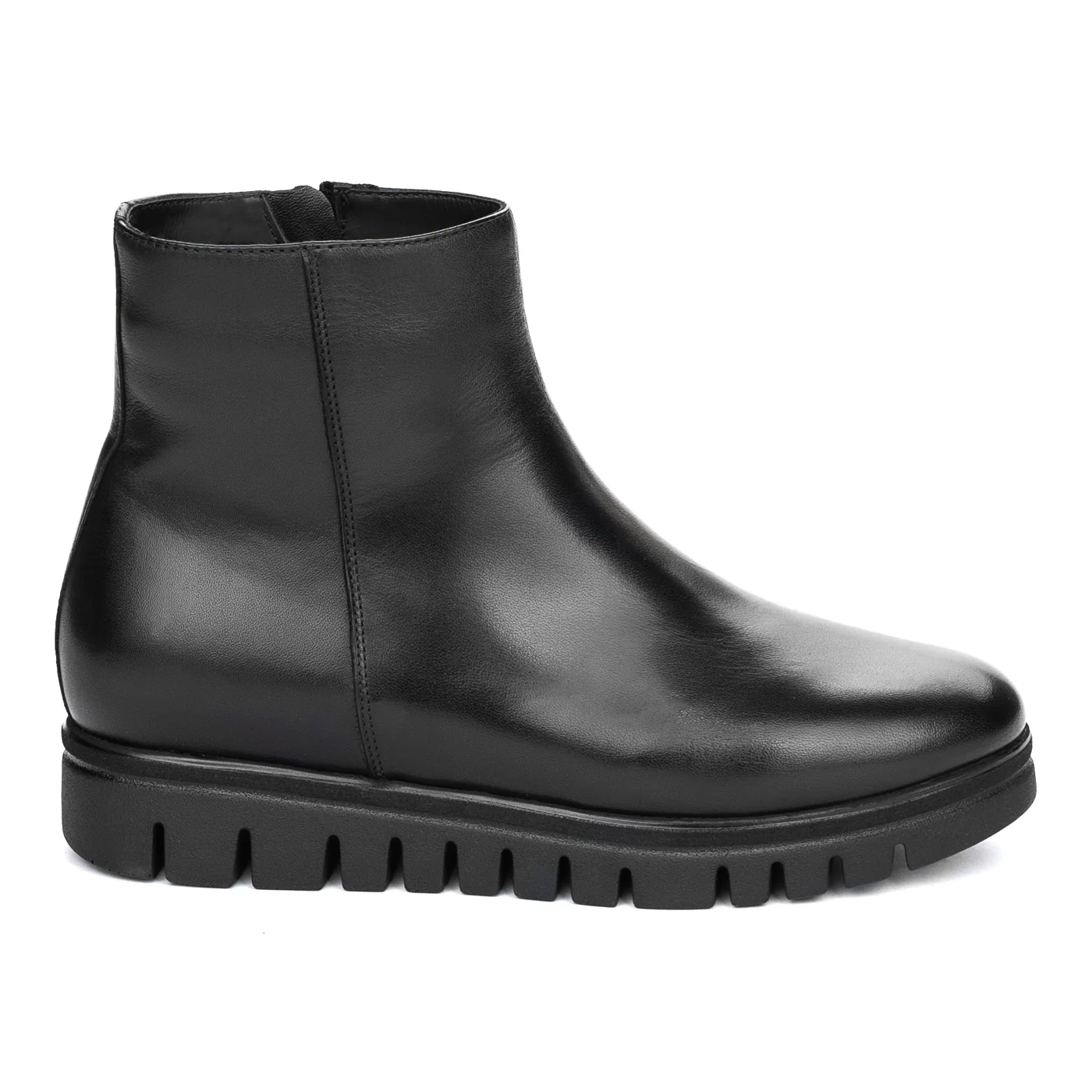 Ghete Dama Negre Simple din Piele Naturala Casual 12514