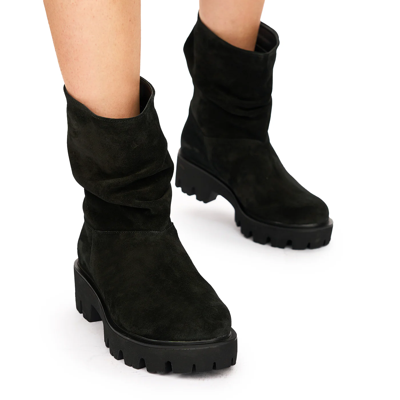 Ghete Dama Piele Casual cu Talpa 5 Cm Negre 10855 - Image 2