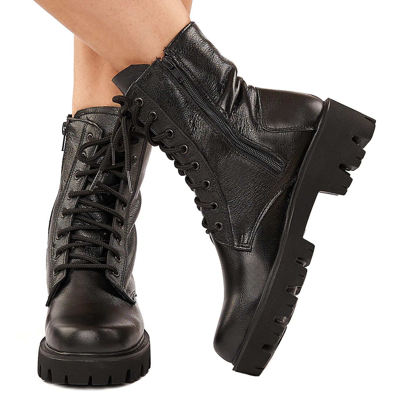 Ghete Dama Piele cu Blana Negre Imblanite 3312 - Image 3