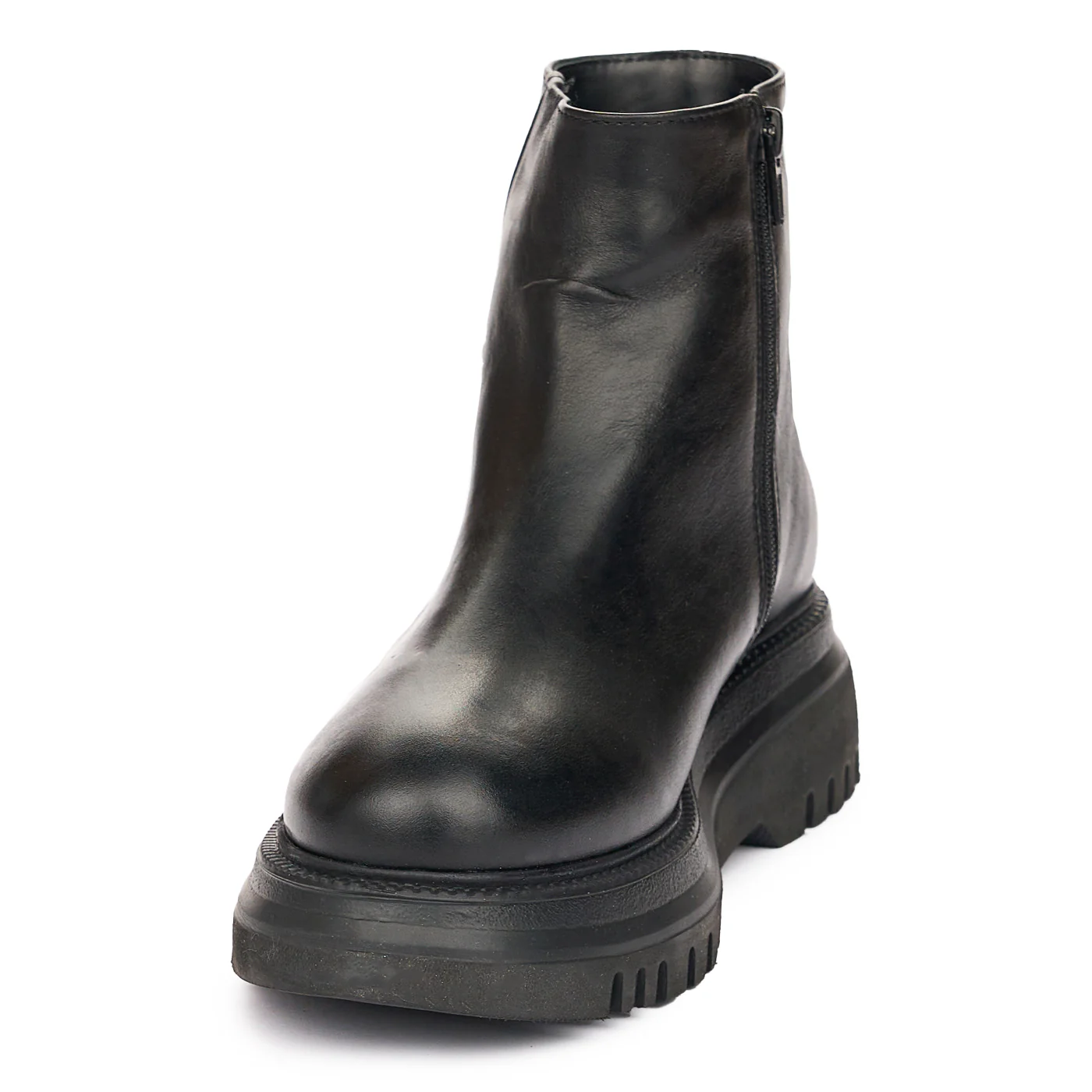 Ghete Dama Piele cu Fermoar Casual Negri 10946 - Image 3