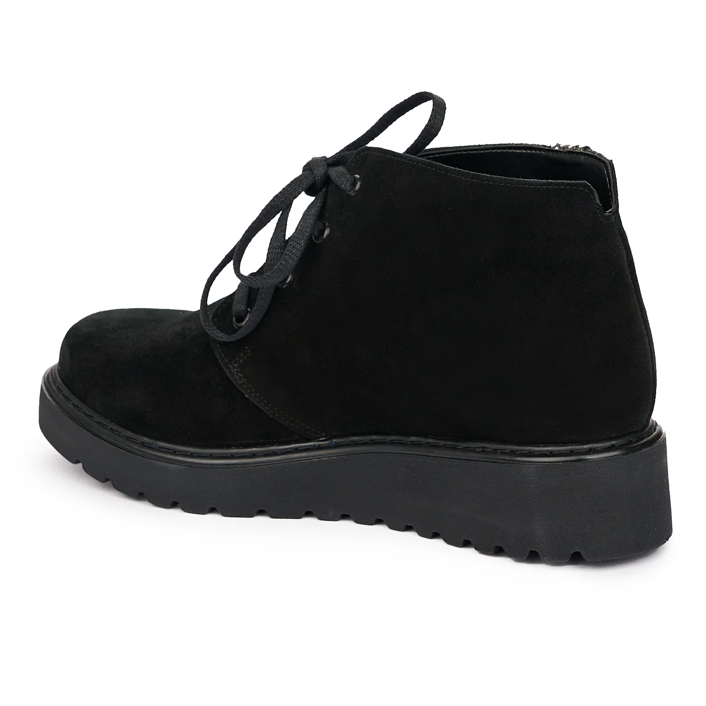 Ghete Dama Piele cu Sireturi Casual Negre 12129 - Image 2