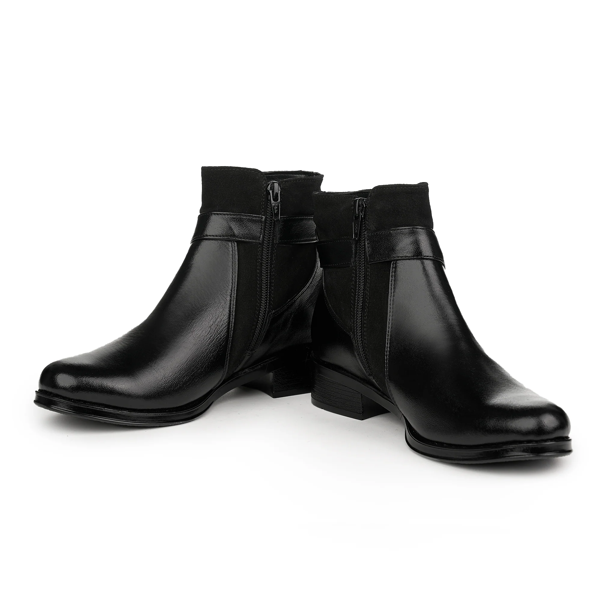 Ghete Dama Piele Iarna cu Fermoar Casual Negre 12115 - Image 3