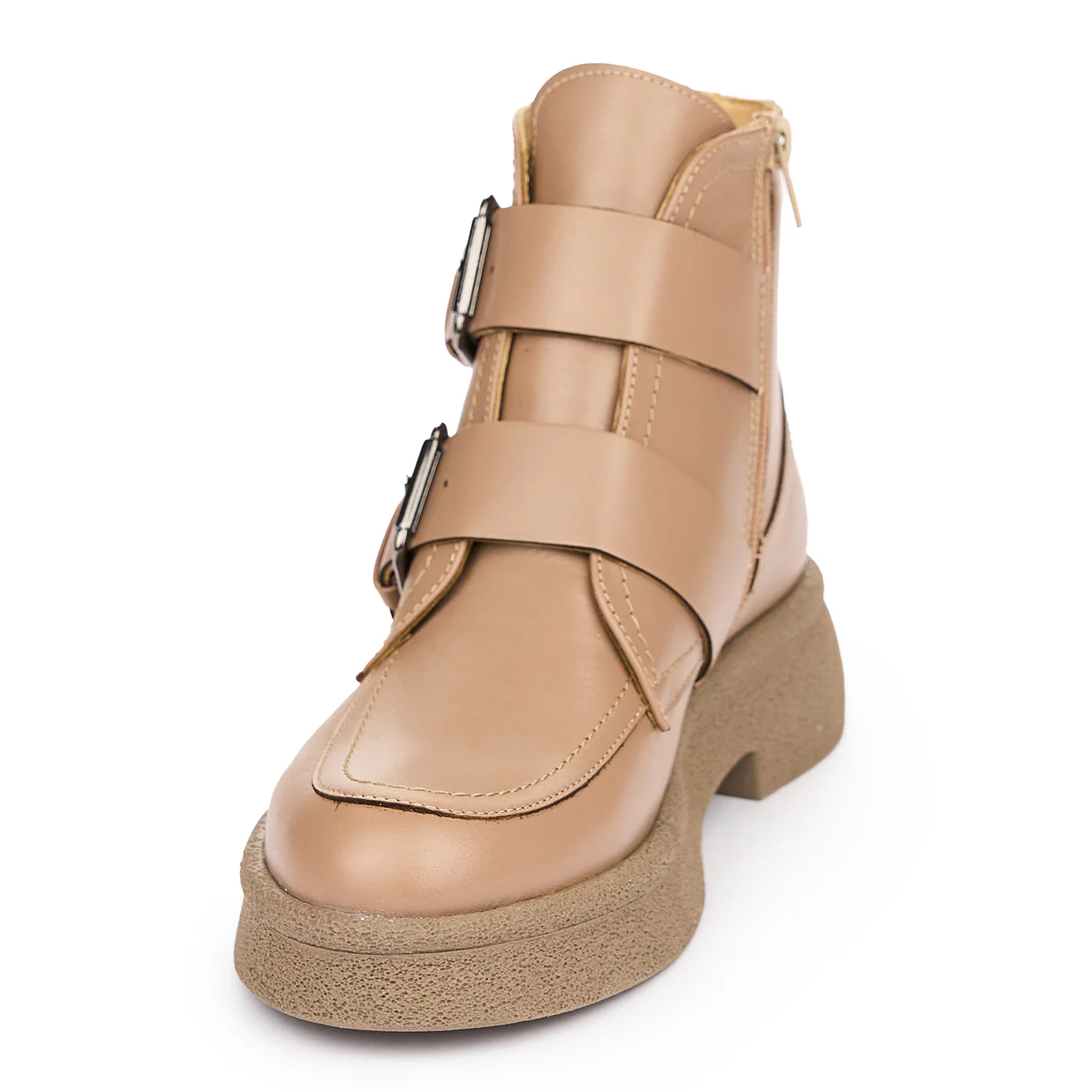 Ghete Dama Piele Naturala Bej Casual 12063 - Image 3