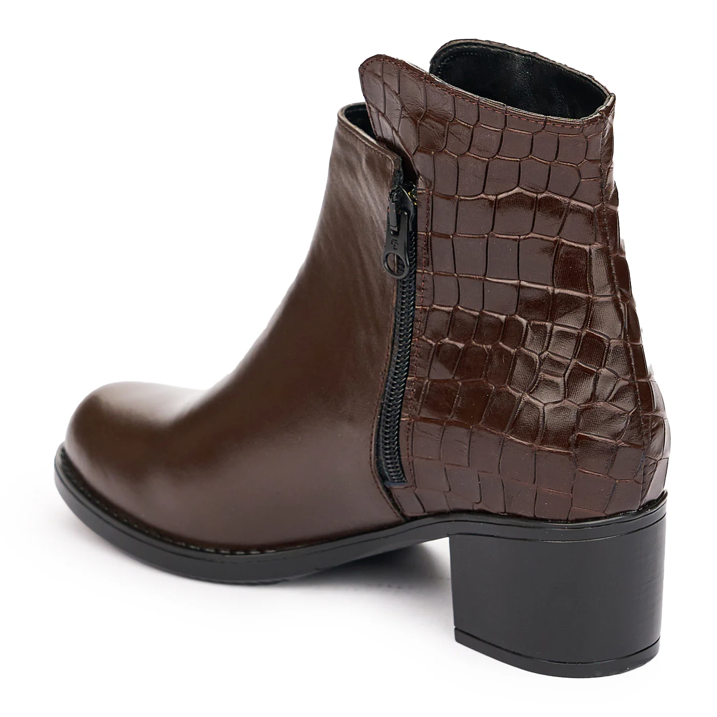 Ghete Dama Piele Naturala Elegante Toc 5 Cm Maro 10954 - Image 2