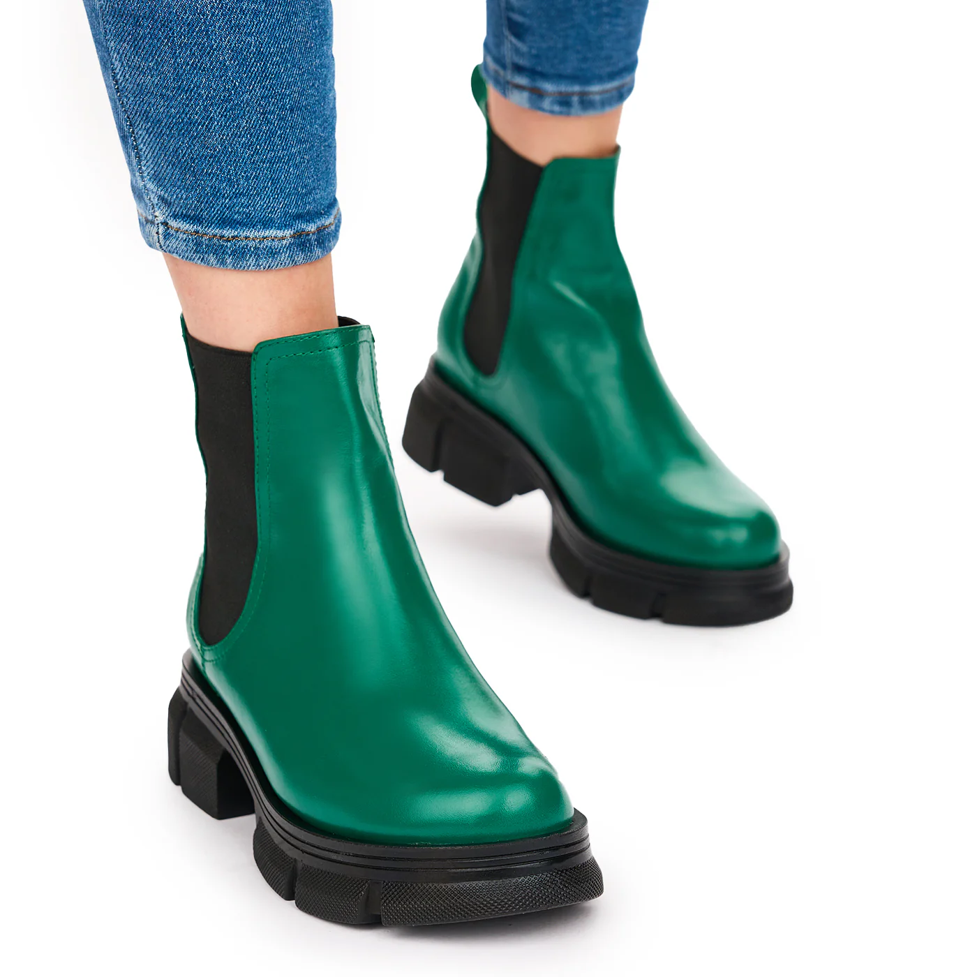 Ghete Dama Verzi din Piele Naturala Talpa 5 Cm Casual 10822 - Image 2