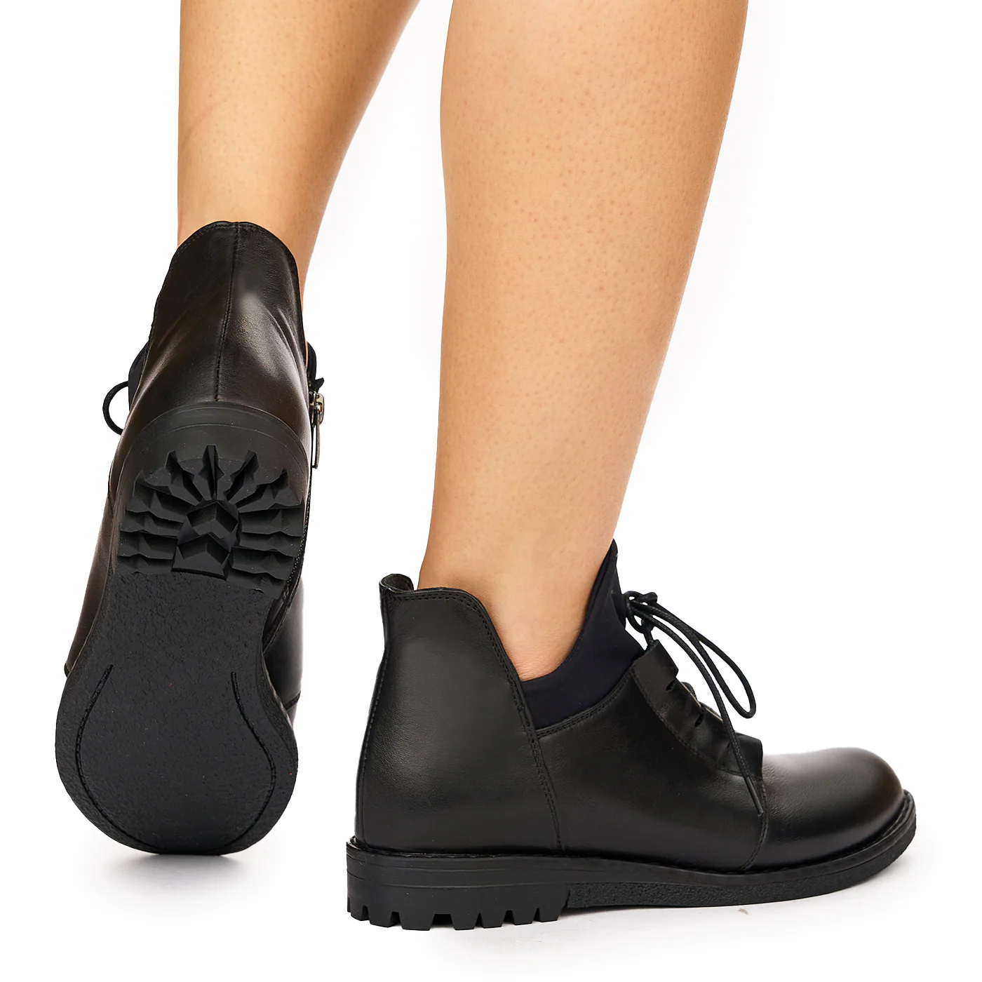 Ghete de Dama cu Blana din Piele Naturala Neagra 3905 - Image 4