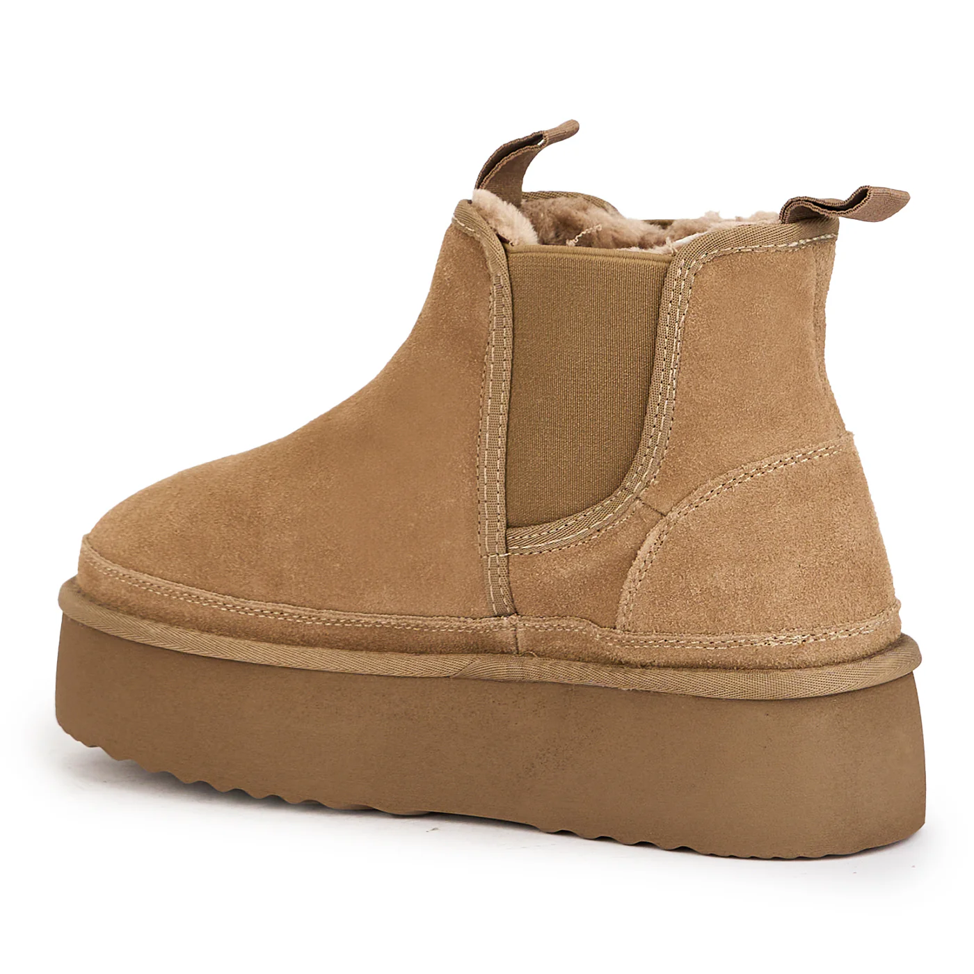 Ghete de zapada din piele naturala bej cu platforma 5 cm 17228 - Image 2