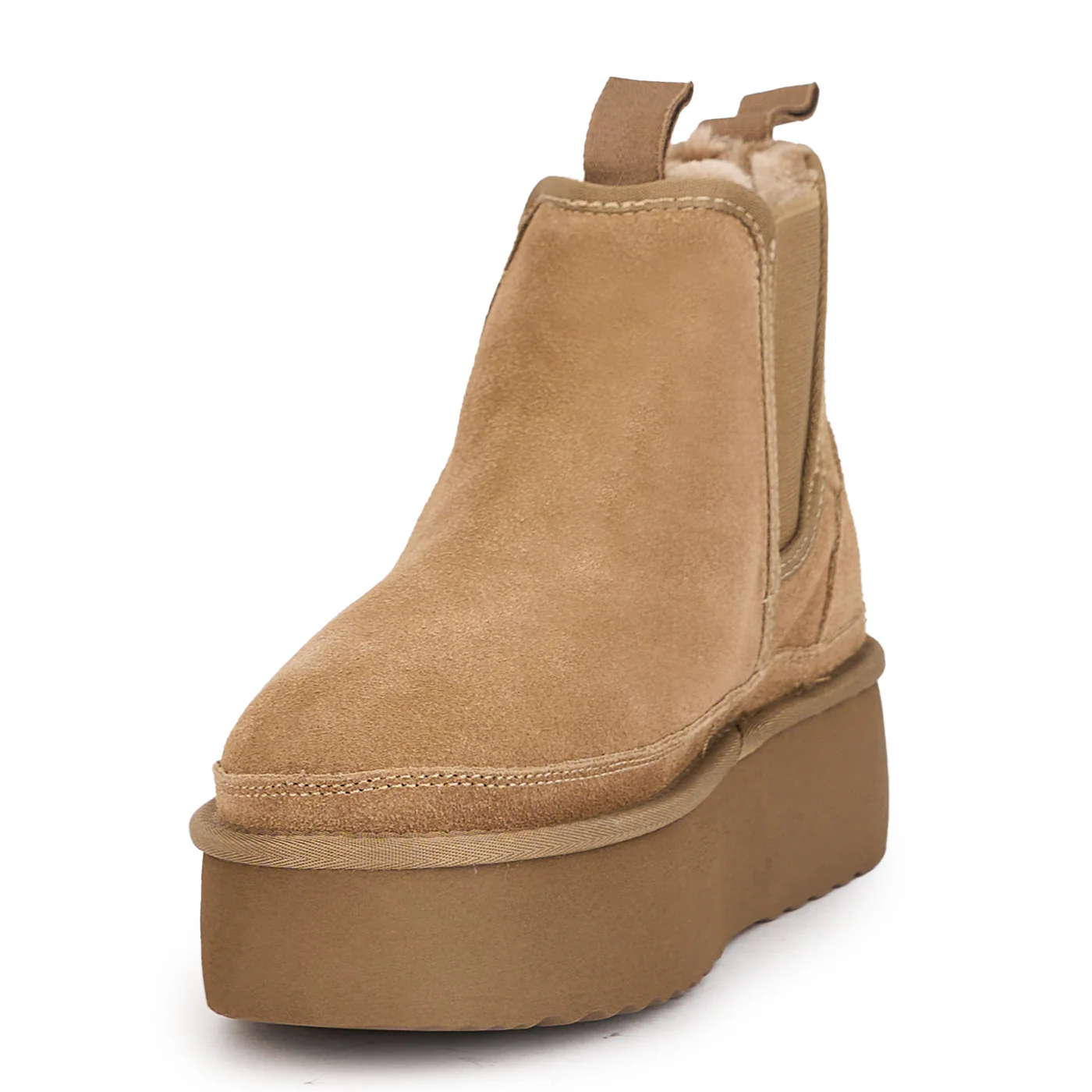 Ghete de zapada din piele naturala bej cu platforma 5 cm 17228 - Image 3