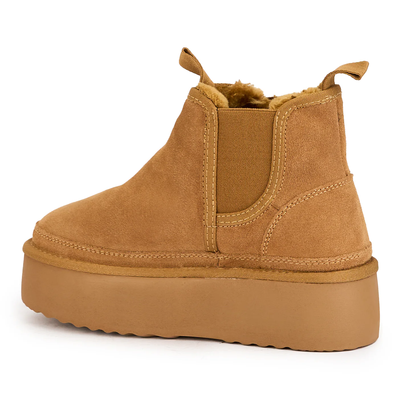 Ghete de zapada din piele naturala portocaliu-caramiziu cu platforma 5 cm 17229 - Image 2