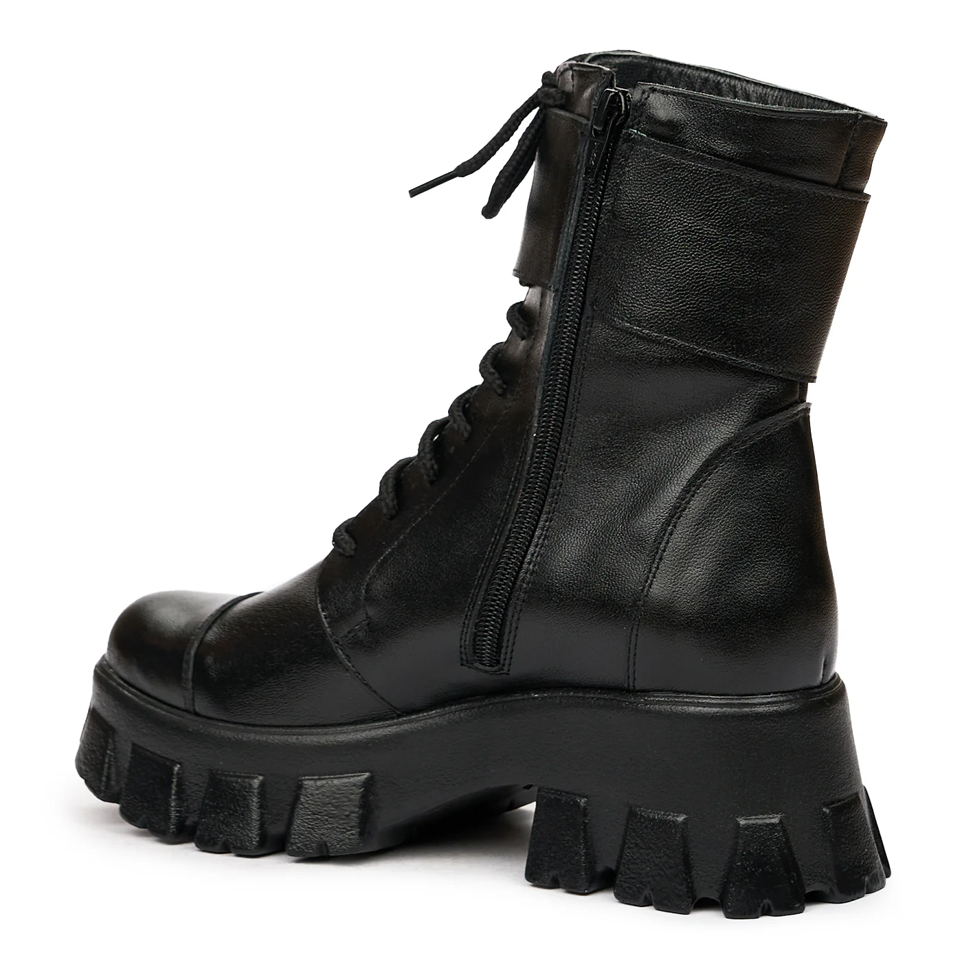 Ghete din Piele cu Siret Dama Negre Casual 8375 - Image 3