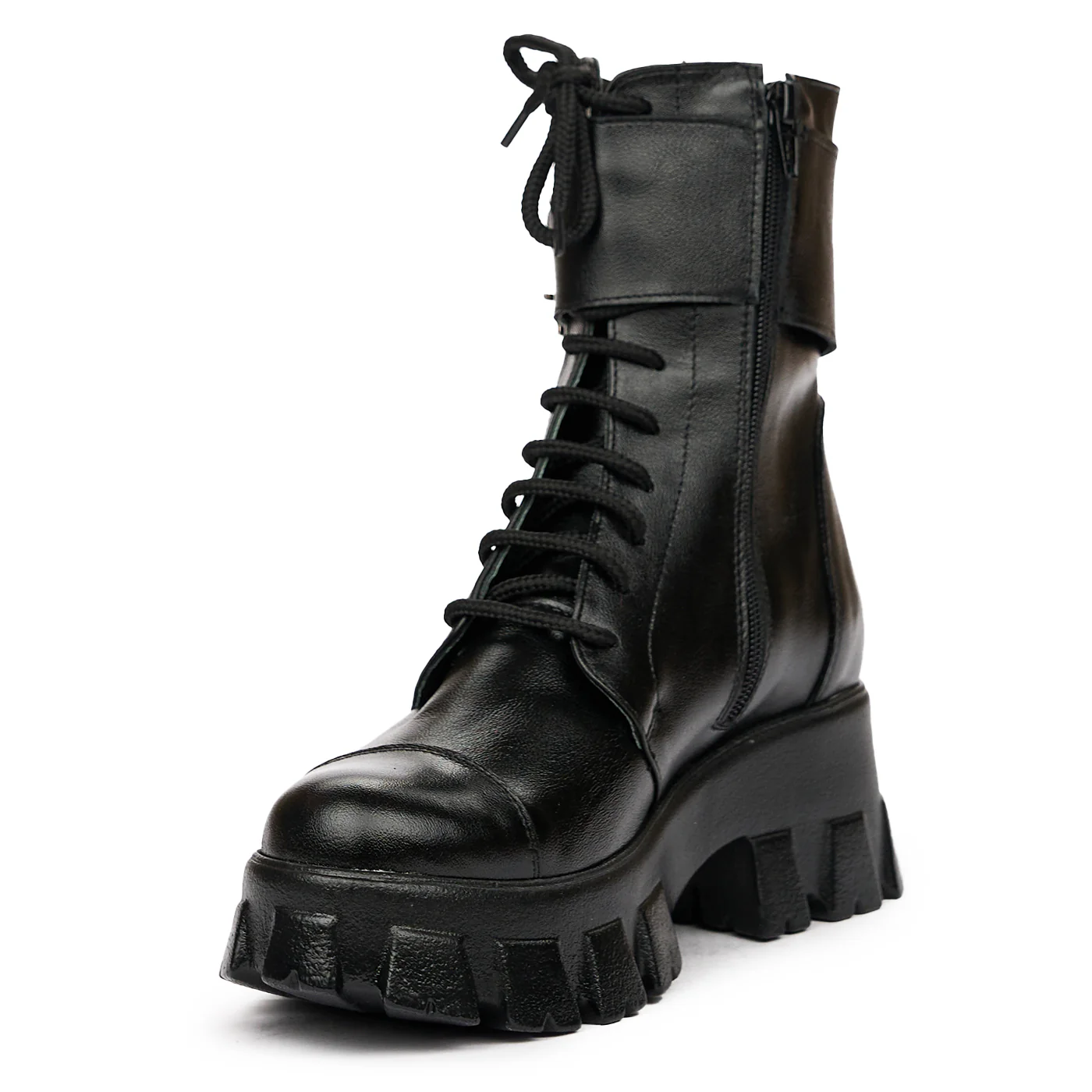 Ghete din Piele cu Siret Dama Negre Casual 8375 - Image 4
