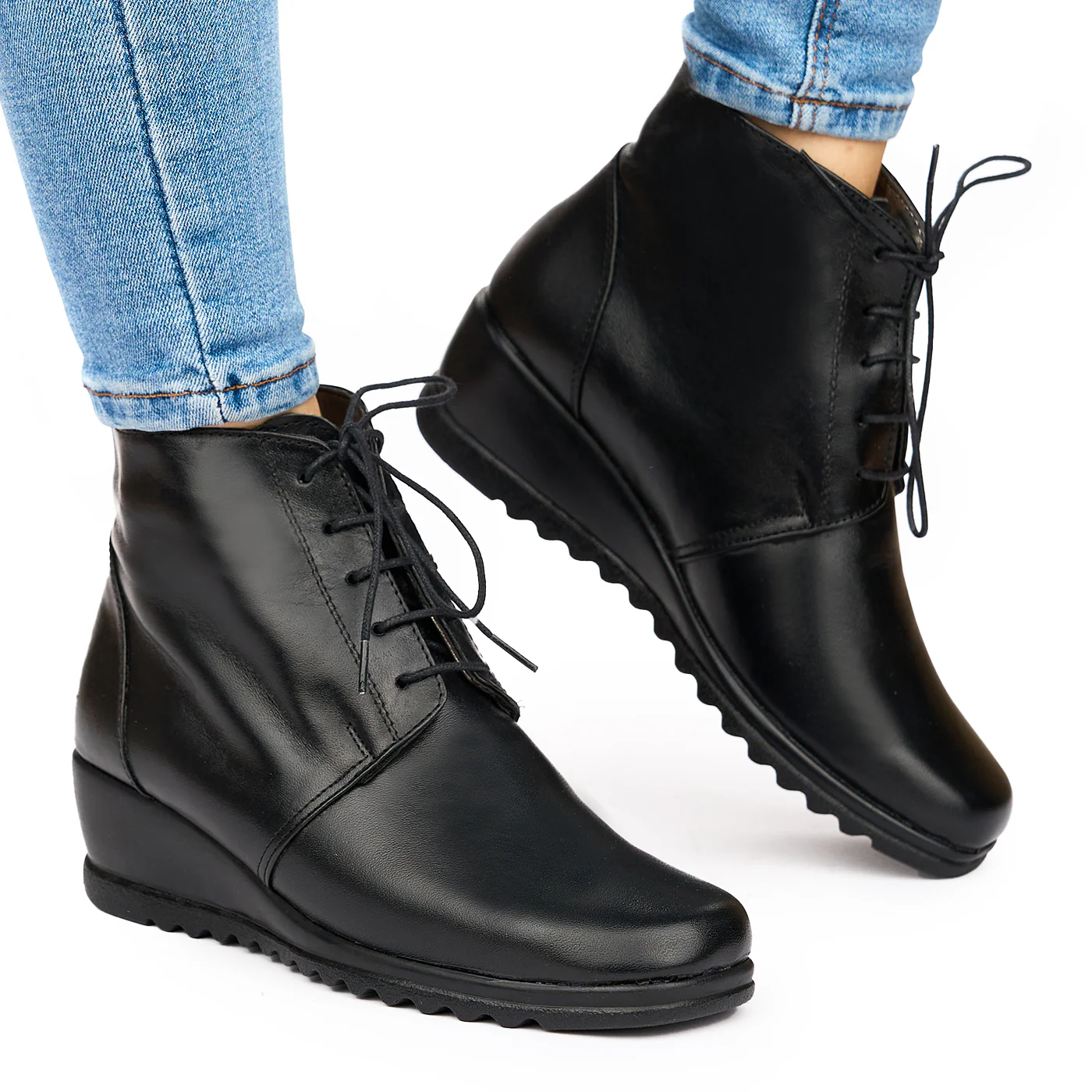 Ghete din piele naturala neagra 3812 - Image 2