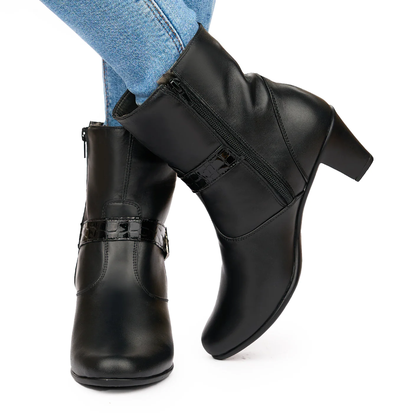 Ghete din piele naturala negre 3815 - Image 3
