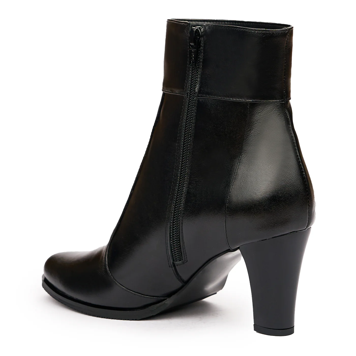 Ghete Elegante Dama cu Toc 7.5 Cm din Piele Naturala negre 8388 - Image 3