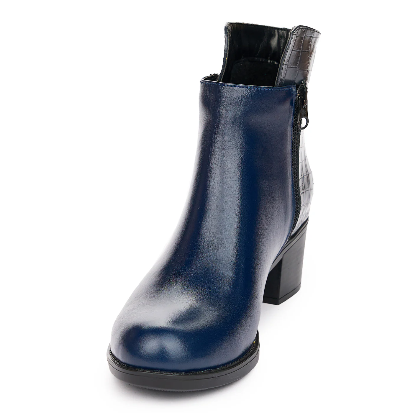 Ghete Elegante Piele Dama cu Toc 6 Cm Bleumarin 10960 - Image 3