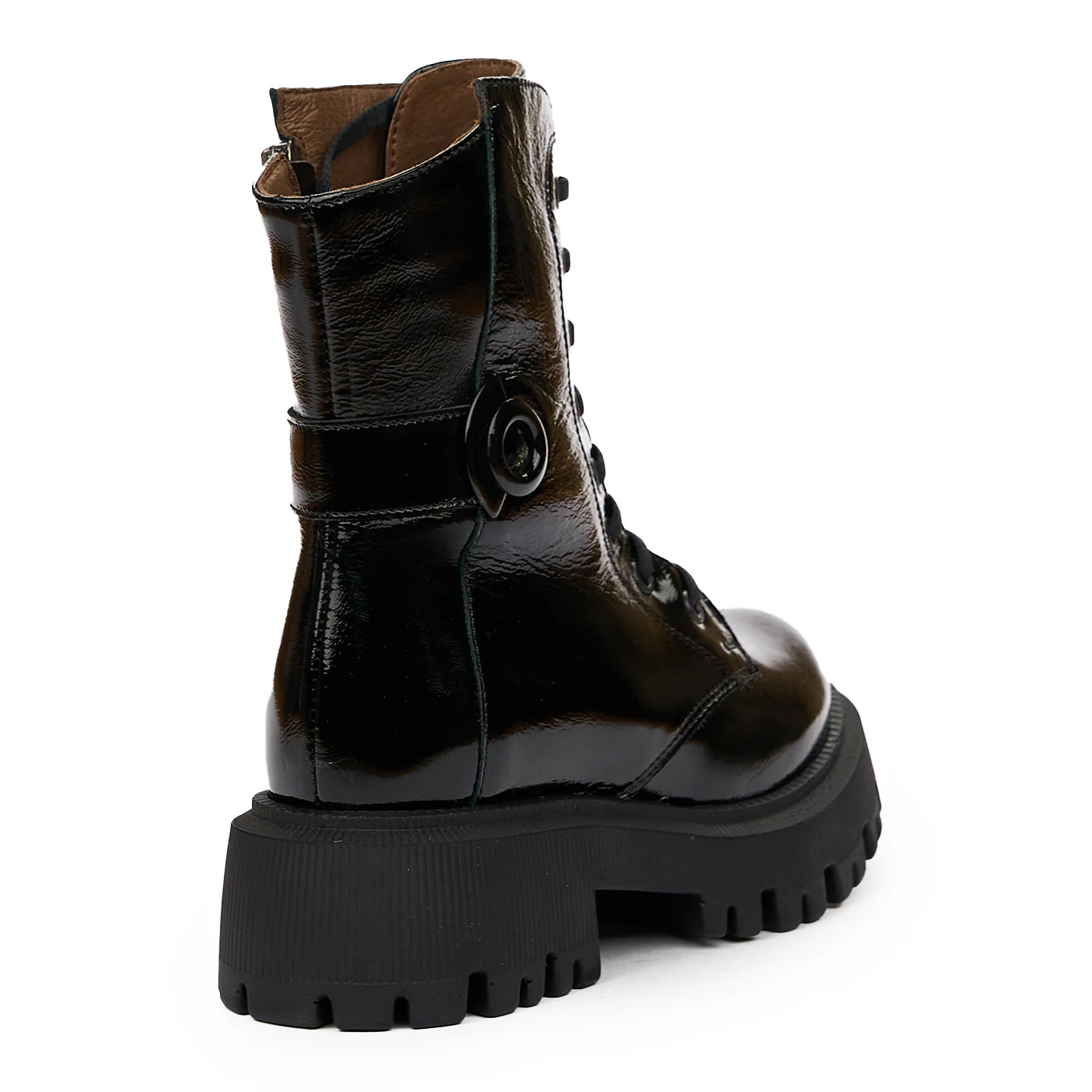 Ghete Negre Dama cu Platforma din Piele Naturala 8278 - Image 2